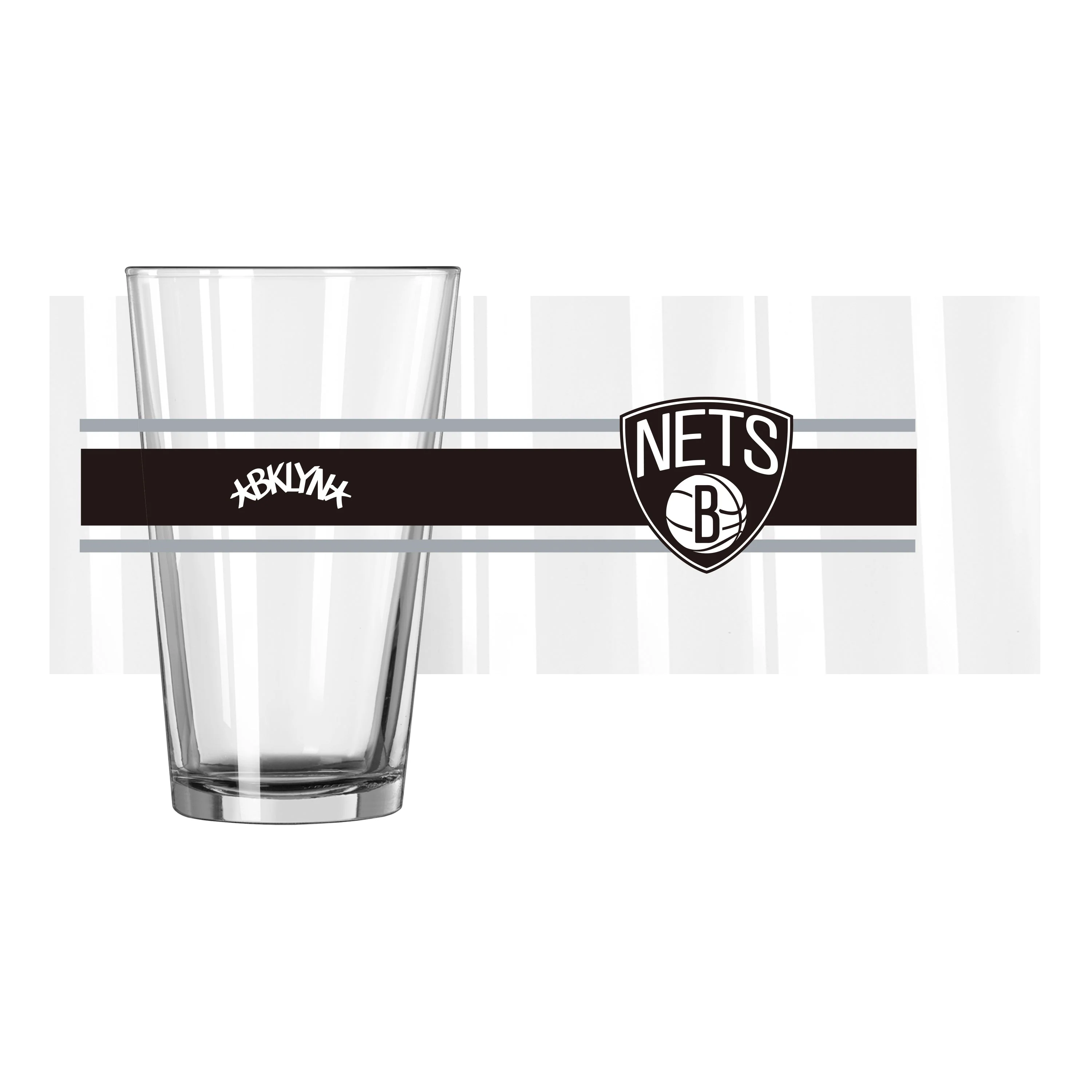 Brooklyn Nets 16oz Stripe Pint Glass - Image 2