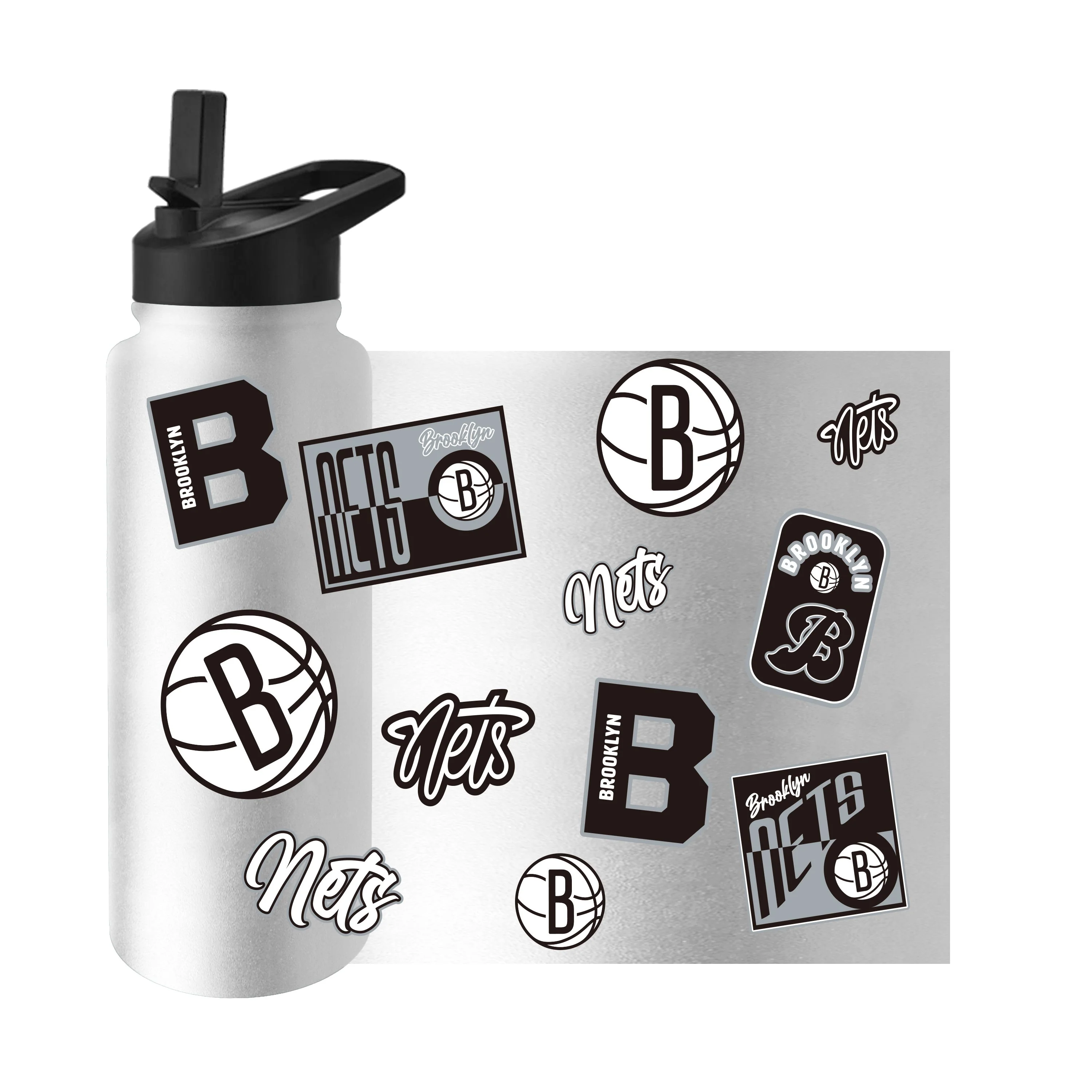 Brooklyn Nets 34oz White Dreamweave Quencher Bottle - Image 3