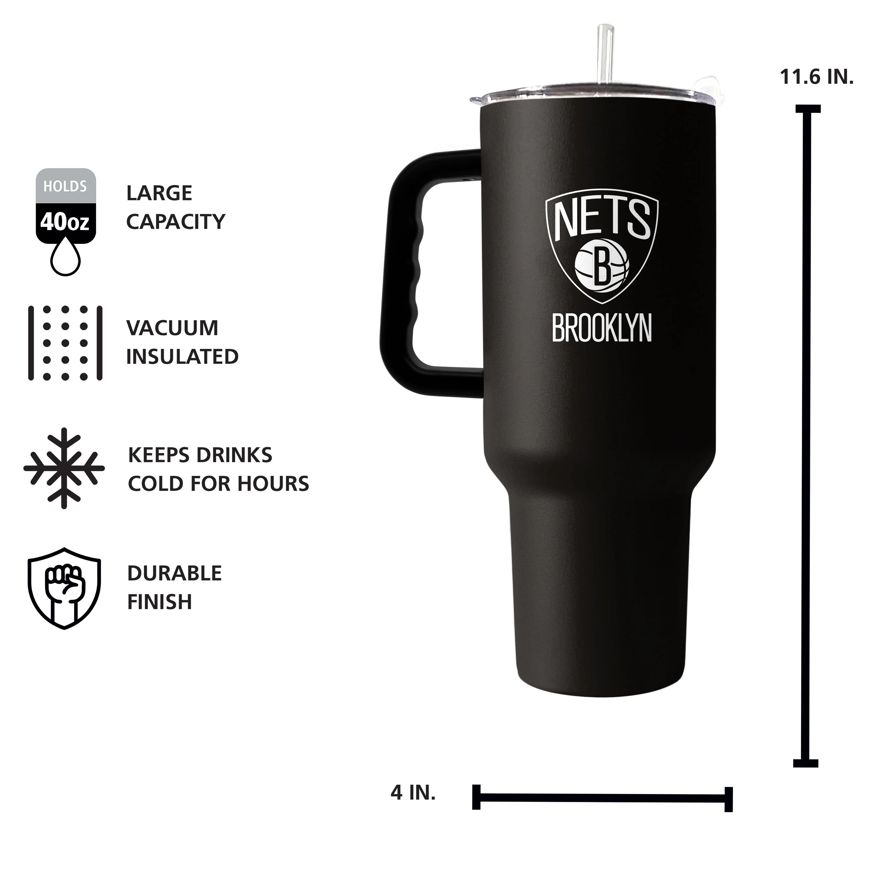 Brooklyn Nets 40oz Flipside Powder Coat Tumbler - Image 5