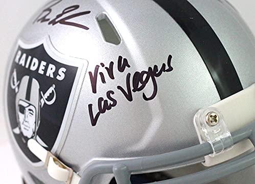 Bryan Edwards Autographed Raiders Speed Mini Helmet w/Viva Las Vegas-Beckett W Black - Image 3