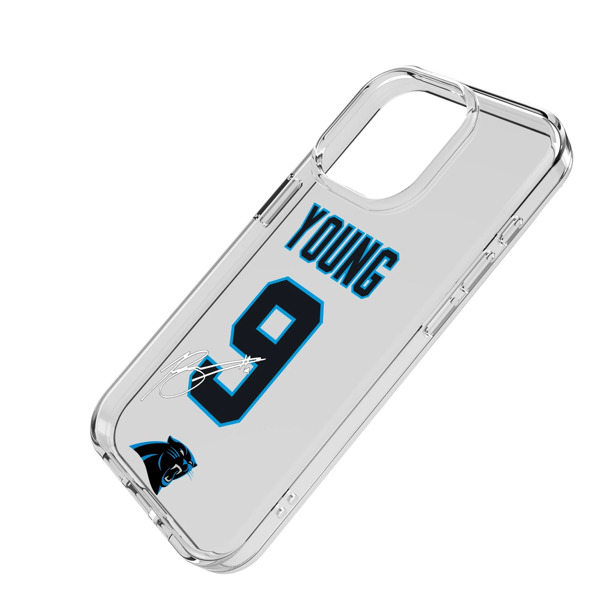 Bryce Young Carolina Panthers 9 Game Tactic Clear Phone Case for Apple iPhone - Image 2