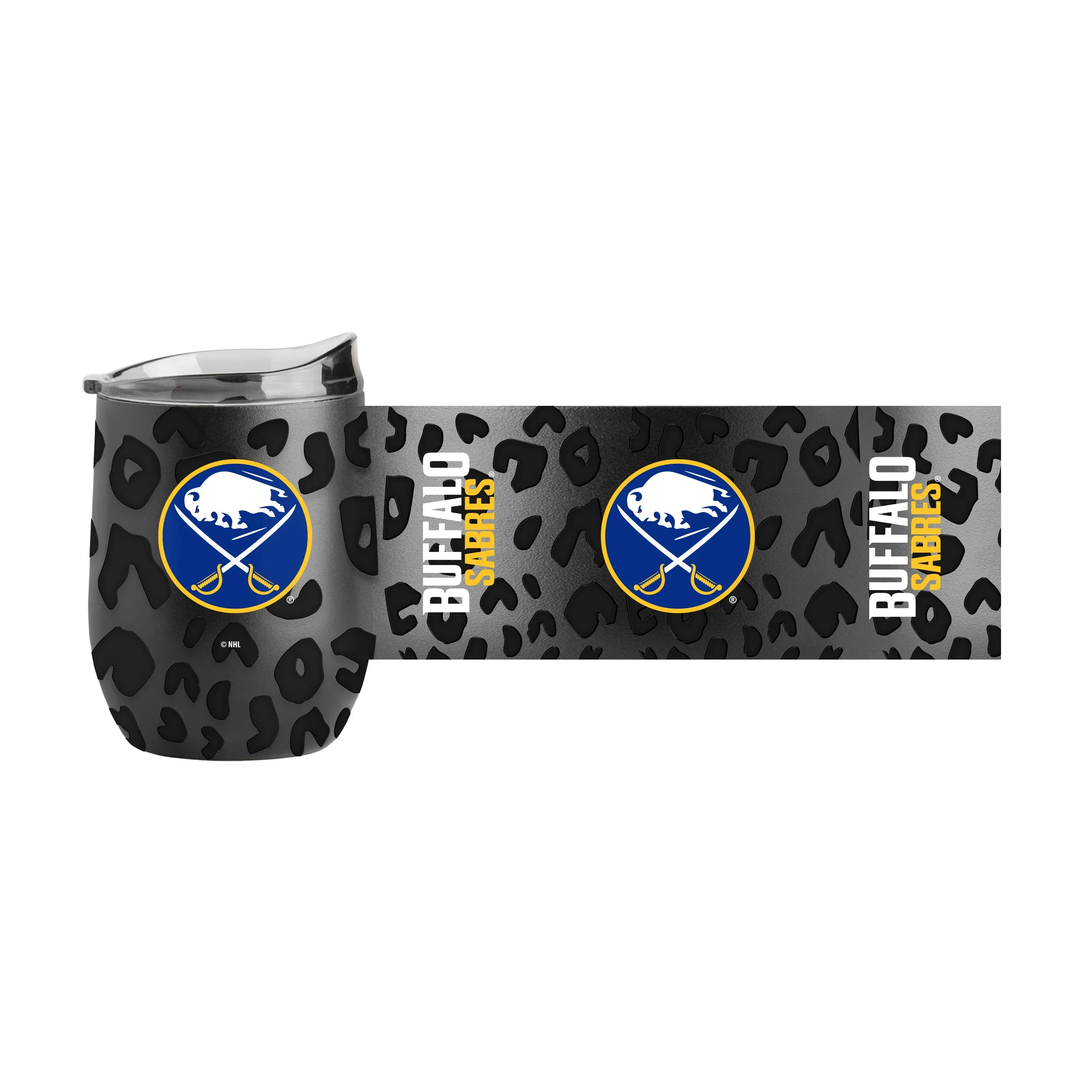Buffalo Sabres Leopard 16oz Black Powdercoat Curved Beverage - Image 2