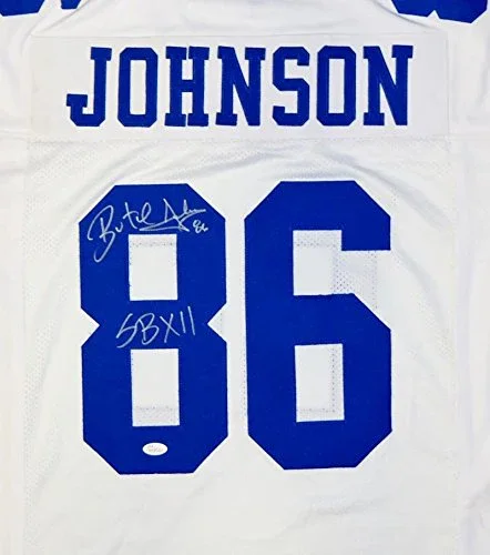 Butch Johnson Autographed White Pro Style Jersey W/ SB- JSA Witnessed Auth - Image 2