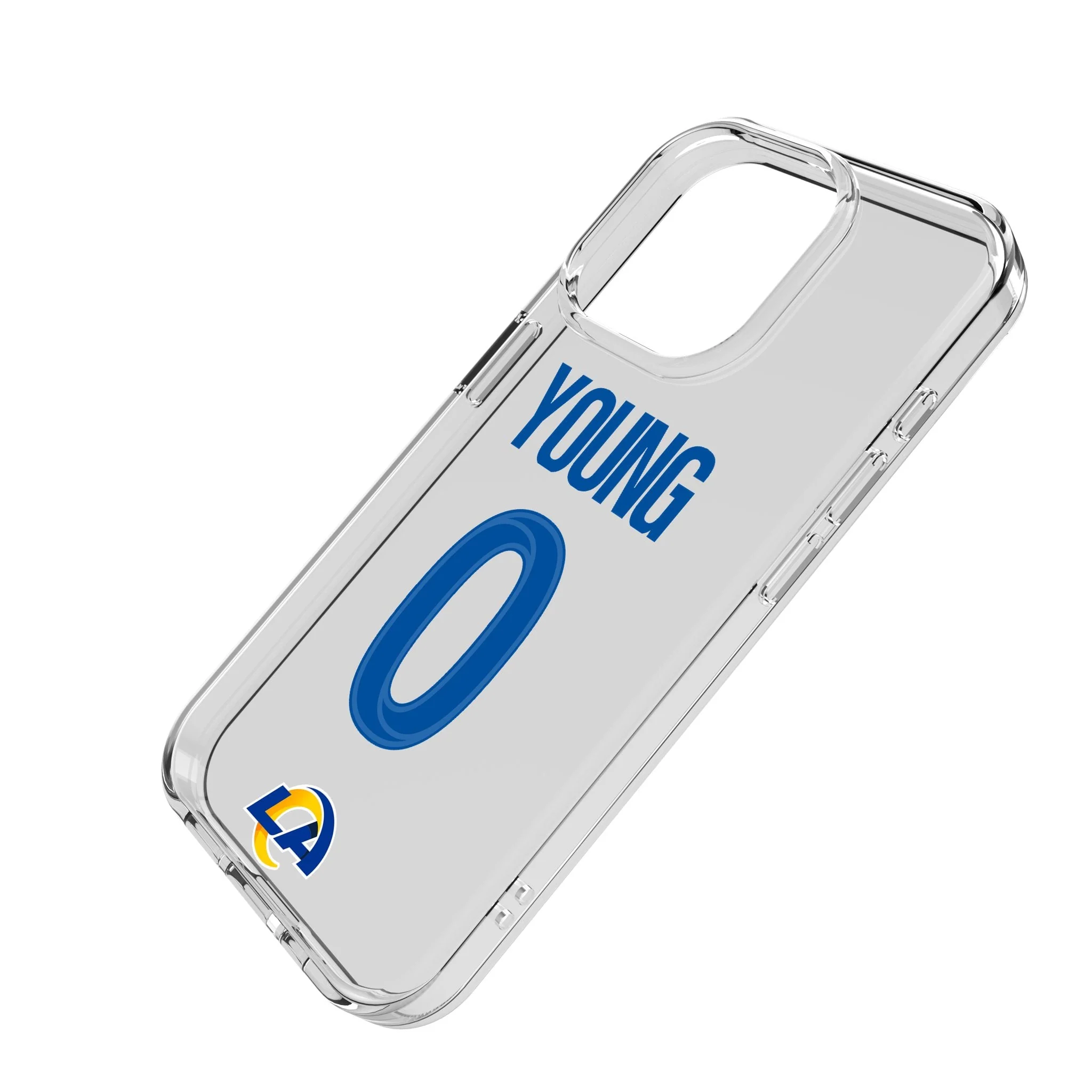 Byron Young Los Angeles Rams 0 Game Tactic Clear Phone Case for Apple iPhone - Image 2