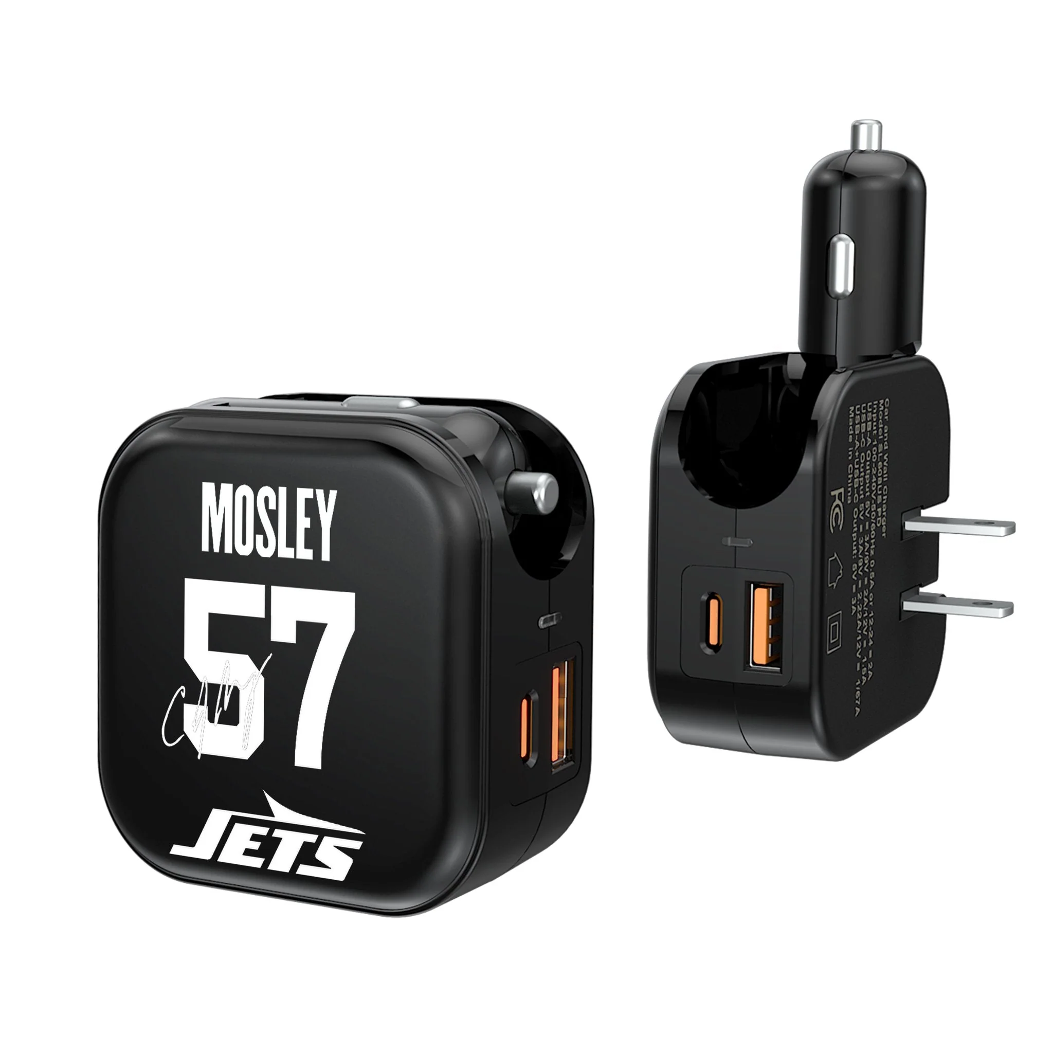 C.J. Mosley New York Jets 57 Ready 2 in 1 USB A/C Charger