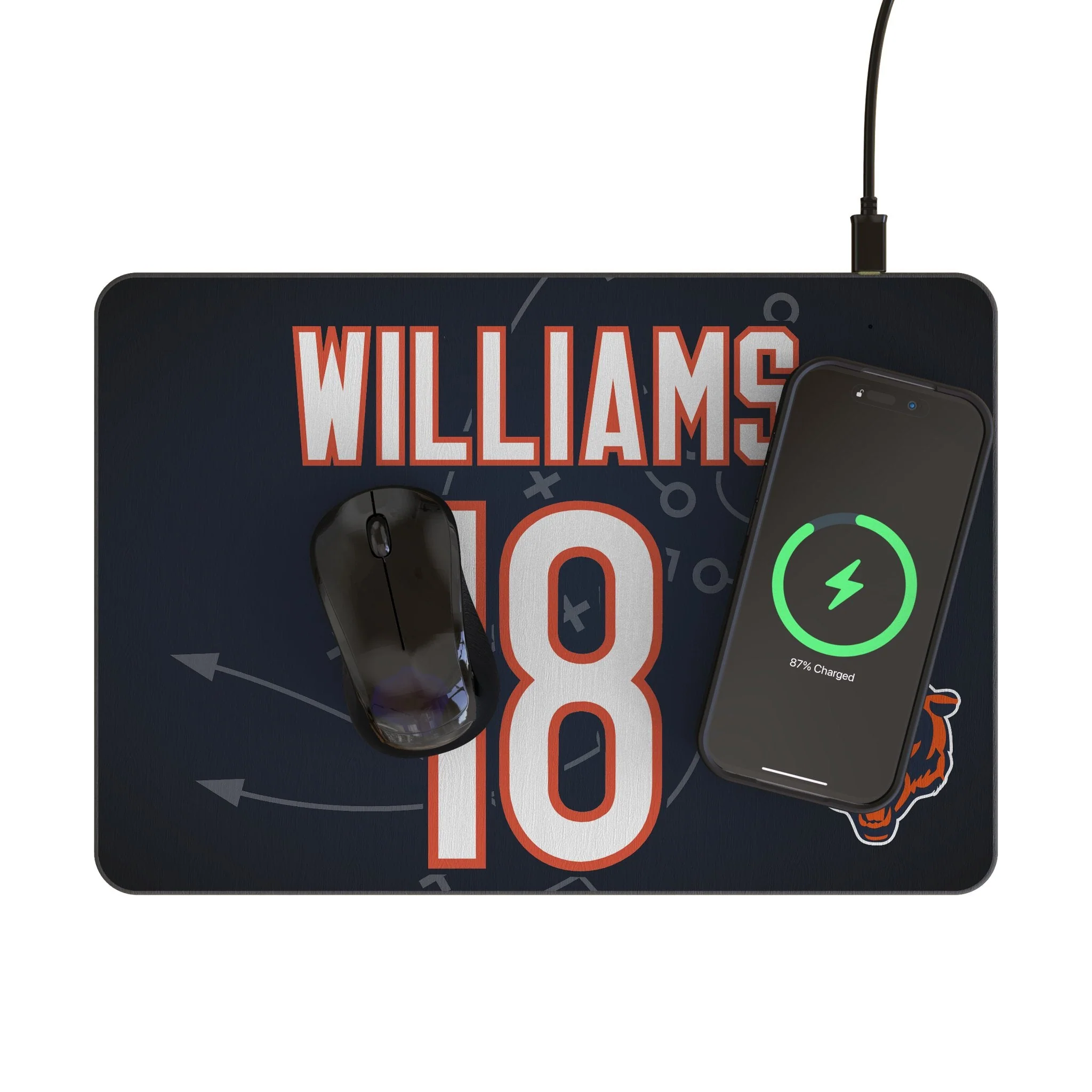 Caleb Williams Chicago Bears 18 Game Tactic 15-Watt Wireless Charger and Mouse Pad - Image 2