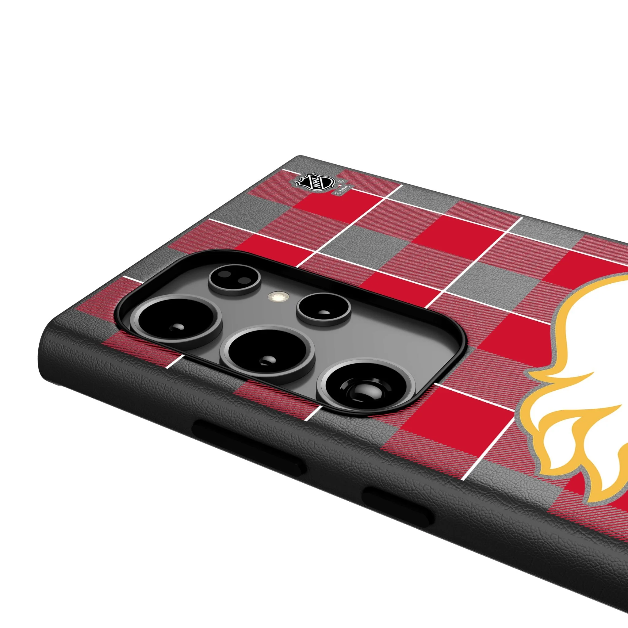 Calgary Flames Plaid MagSafe Compatible Phone Case for Samsung Galaxy - Image 4