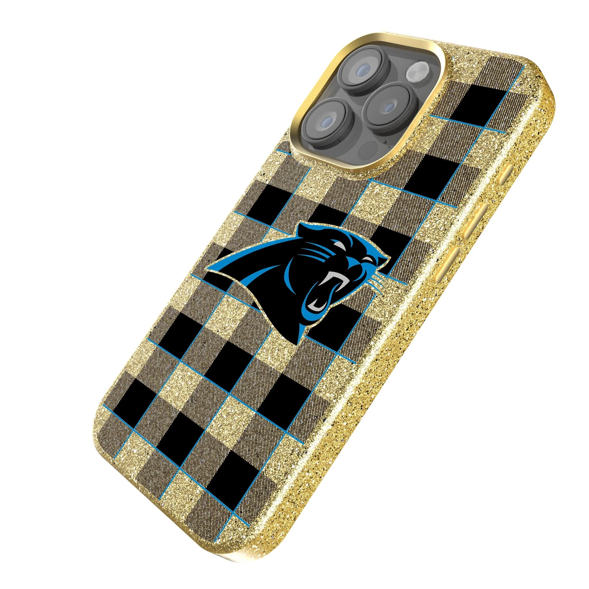 Carolina Panthers Plaid Bling Phone Case - Image 2