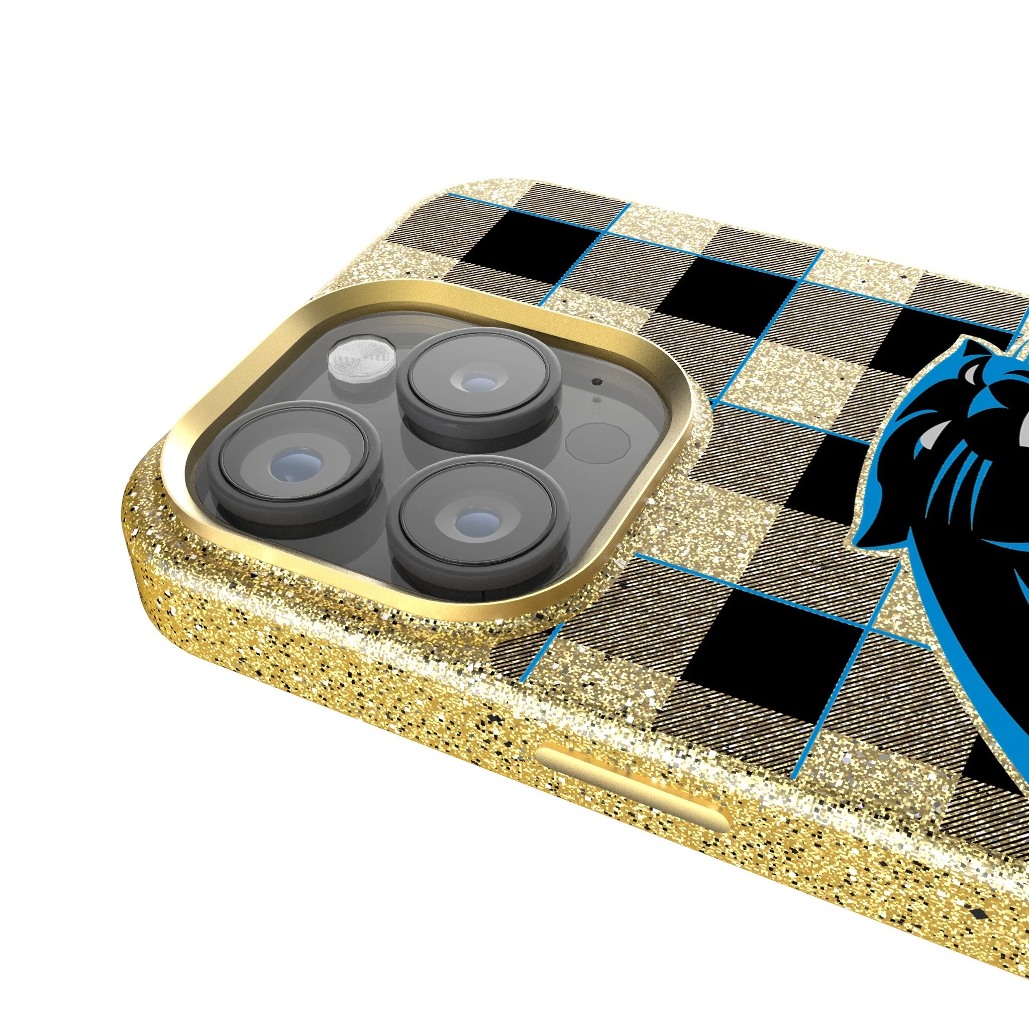 Carolina Panthers Plaid Bling Phone Case - Image 4