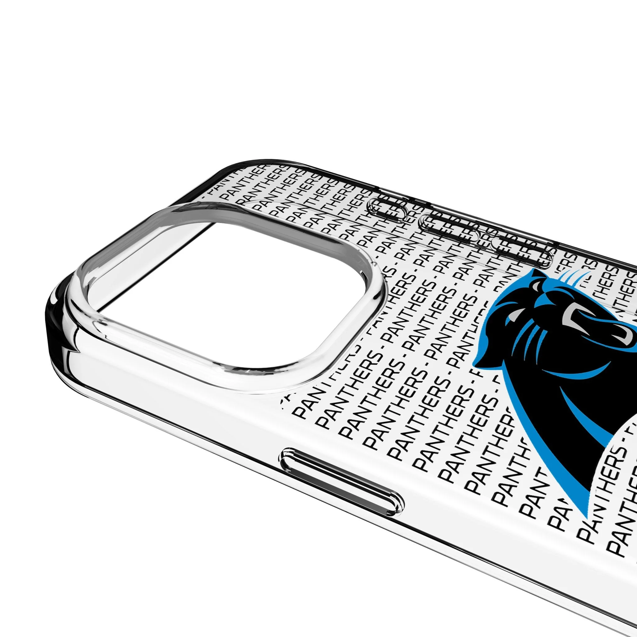 Carolina Panthers Text Backdrop Clear Phone Case for Apple iPhone - Image 3