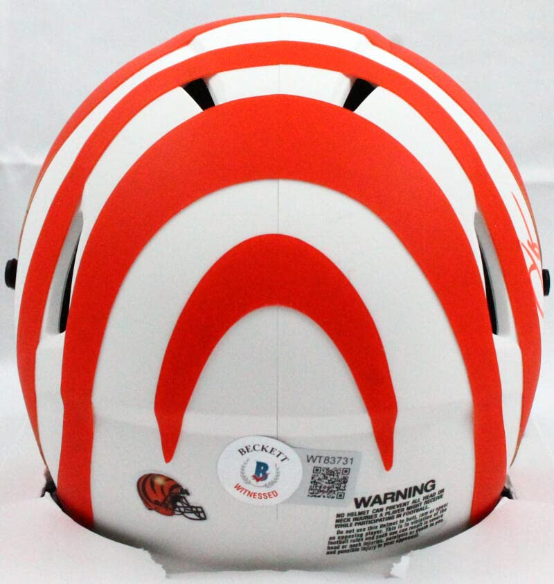 Chad Johnson Autographed Cincinnati Bengals Lunar Speed Mini Helmet-Beckett W Hologram Orange - Image 4