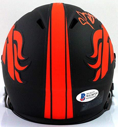 Champ Bailey Autographed Denver Broncos Eclipse Speed Mini Helmet - Beckett W Auth Orange - Image 2