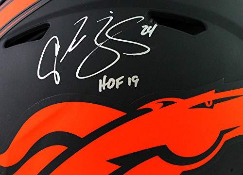 Champ Bailey Autographed Denver Broncos F/S Eclipse Speed Authentic Helmet w/HOF - Beckett W Silver - Image 2