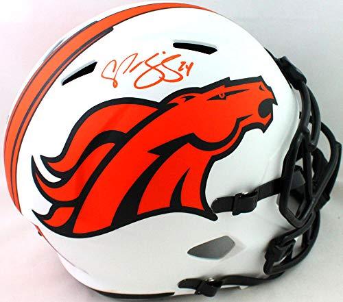 Champ Bailey Autographed Denver Broncos F/S Lunar Speed Helmet- Beckett WOrange