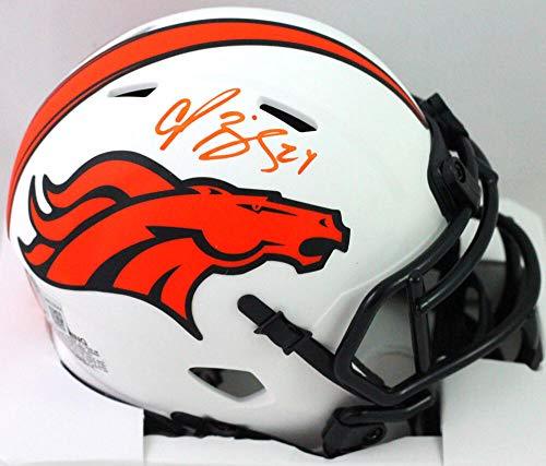 Champ Bailey Autographed Denver Broncos Lunar Speed Mini Helmet-Beckett WOrange