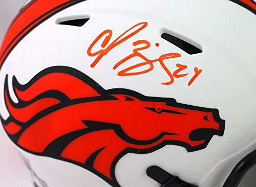 Champ Bailey Autographed Denver Broncos Lunar Speed Mini Helmet-Beckett WOrange - Image 2