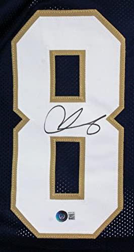 Chase Claypool Autographed Navy Blue College Style Jersey-Beckett W Hologram Black - Image 3