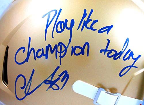 Chase Claypool Autographed Notre Dame F/S Speed Helmet w/Insc.-Beckett W Hologram Blue - Image 5