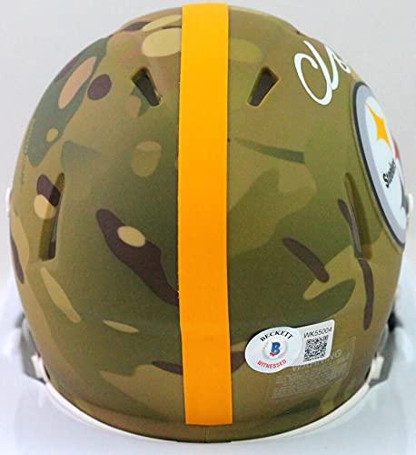 Chase Claypool Autographed Pittsburgh Steelers Camo Mini Helmet- Beckett WWhite - Image 2