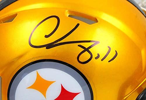 Chase Claypool Autographed Pittsburgh Steelers Flash Mini Helmet-Beckett W Hologram Black - Image 3
