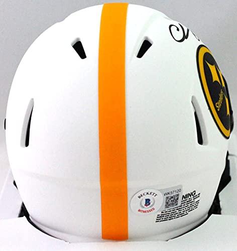 Chase Claypool Autographed Pittsburgh Steelers Lunar Mini Helmet- Beckett W Blk - Image 2