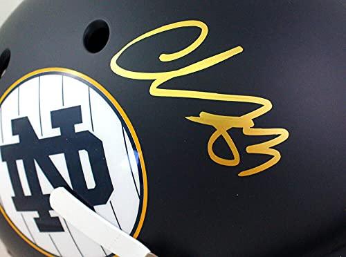 Chase Claypool Signed Notre Dame Blue Alternate Authentic FS Helmet-Beckett W Gold - Image 5