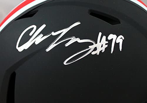 Chase Young Autographed Ohio State F/S Eclipse Speed Authentic Helmet-Fanatics Silver - Image 5