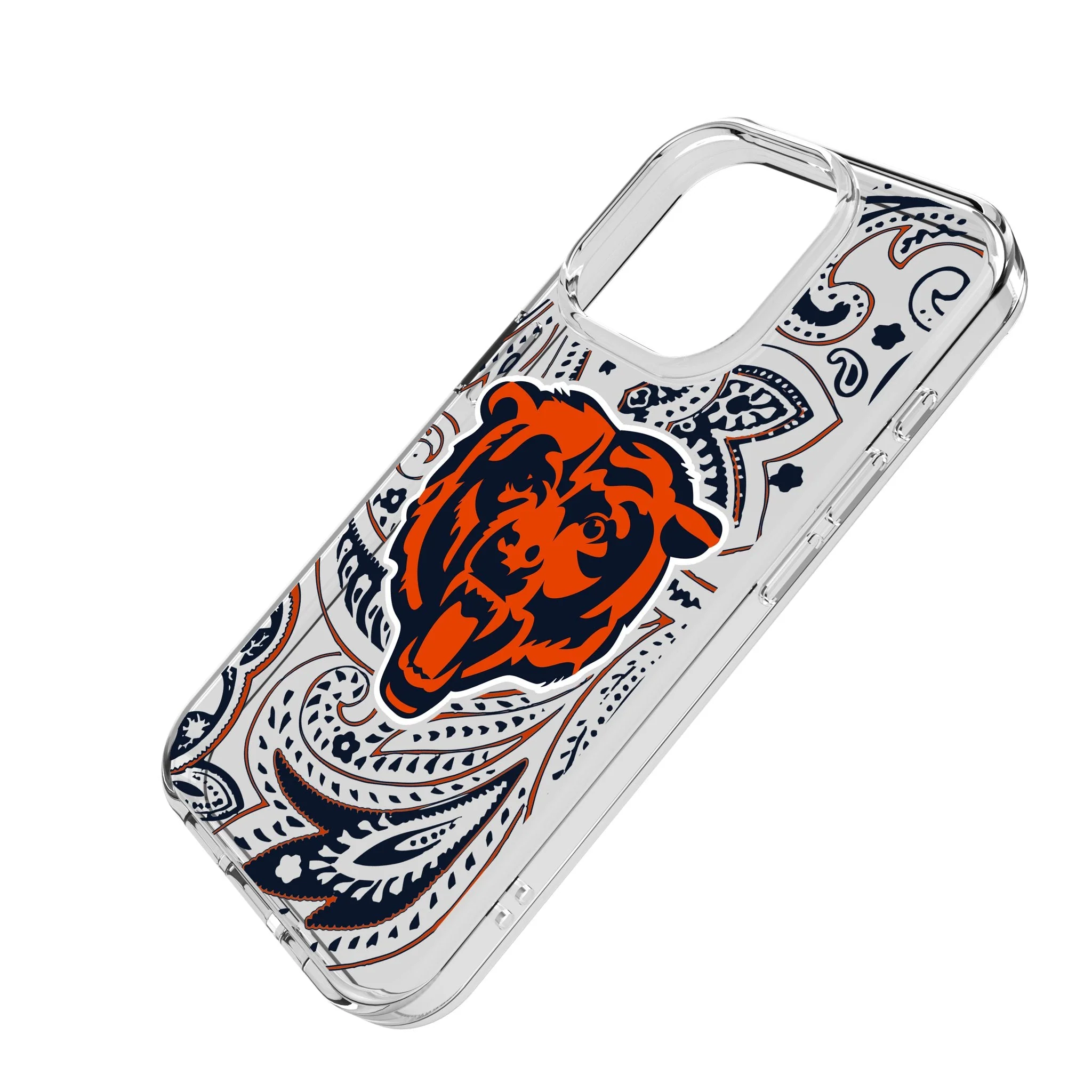 Chicago Bears Paisley Clear Phone Case for Apple iPhone - Image 2