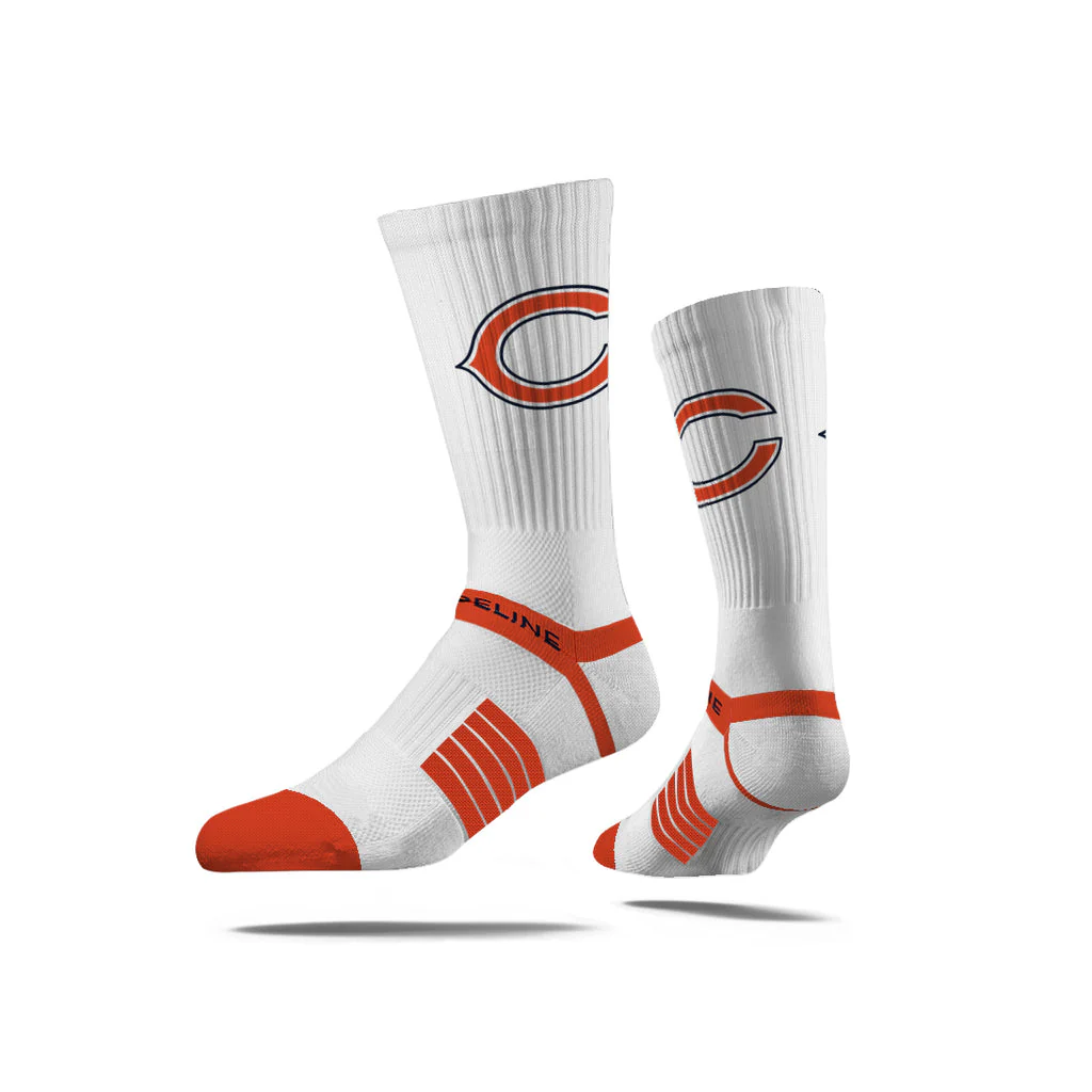 Chicago Bears Premium Knit Crew Primary Logo White socks