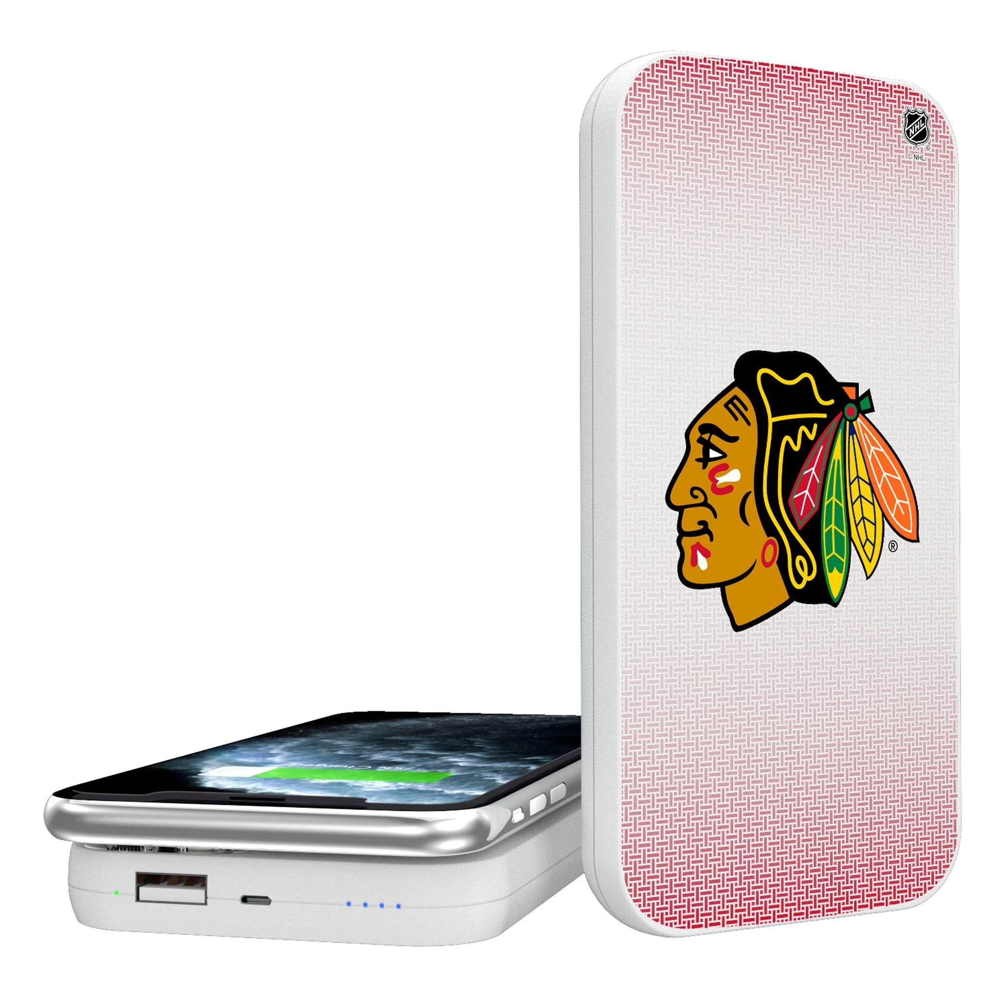 Chicago Blackhawks Linen 5000mAh Portable Wireless Charger