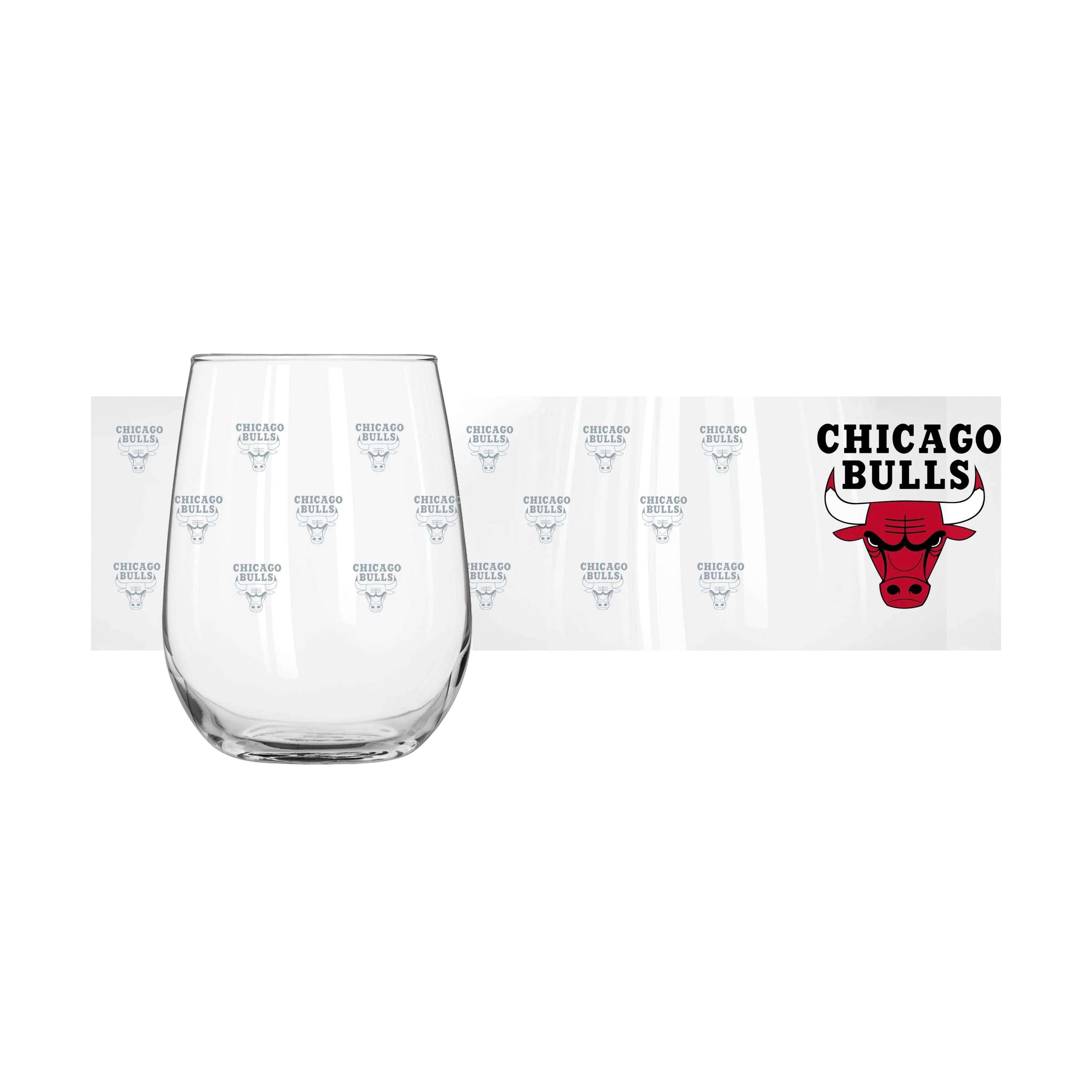 Chicago Bulls 16oz Satin Etch Curved Beverage Glass - Image 2