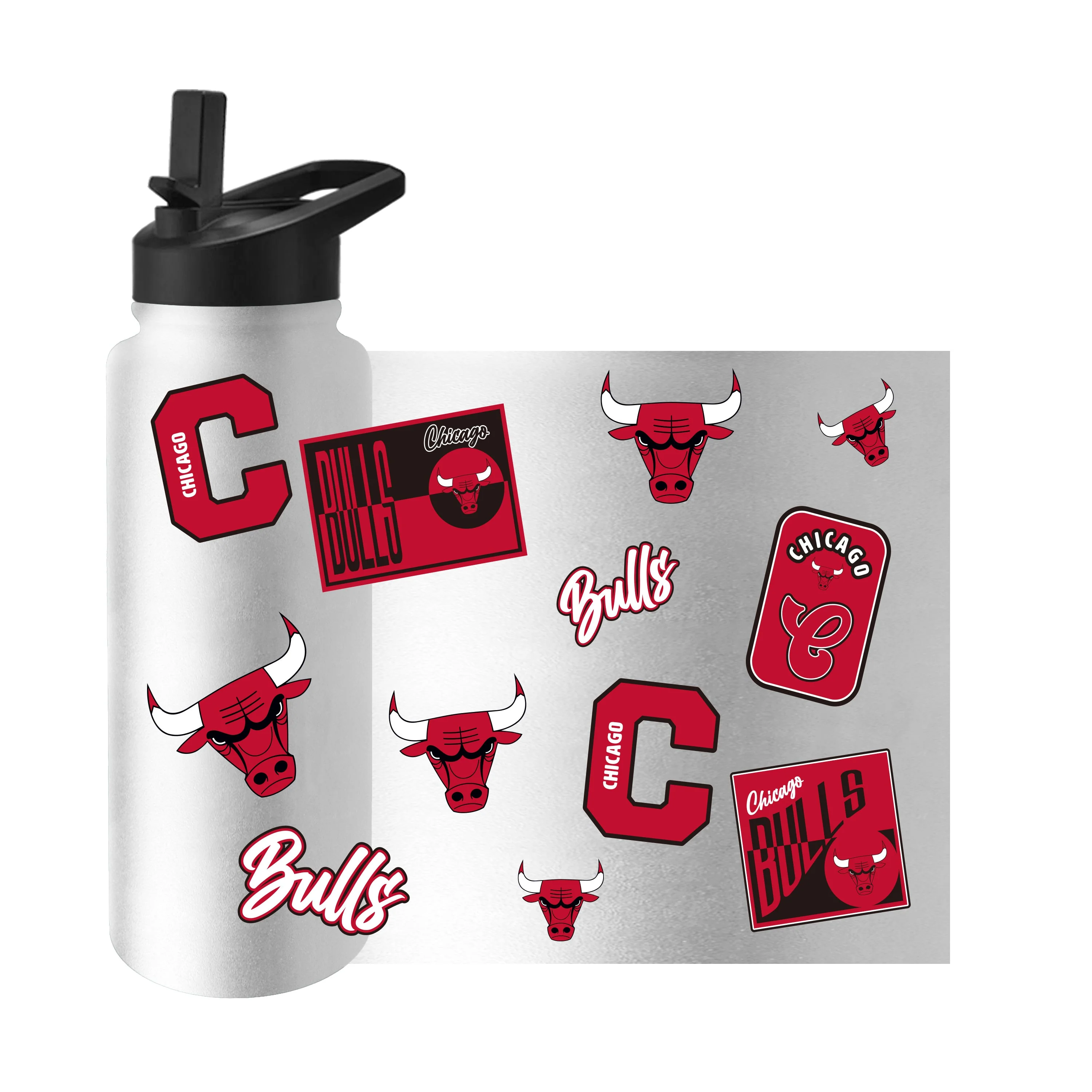 Chicago Bulls 34oz White Dreamweave Quencher Bottle - Image 3