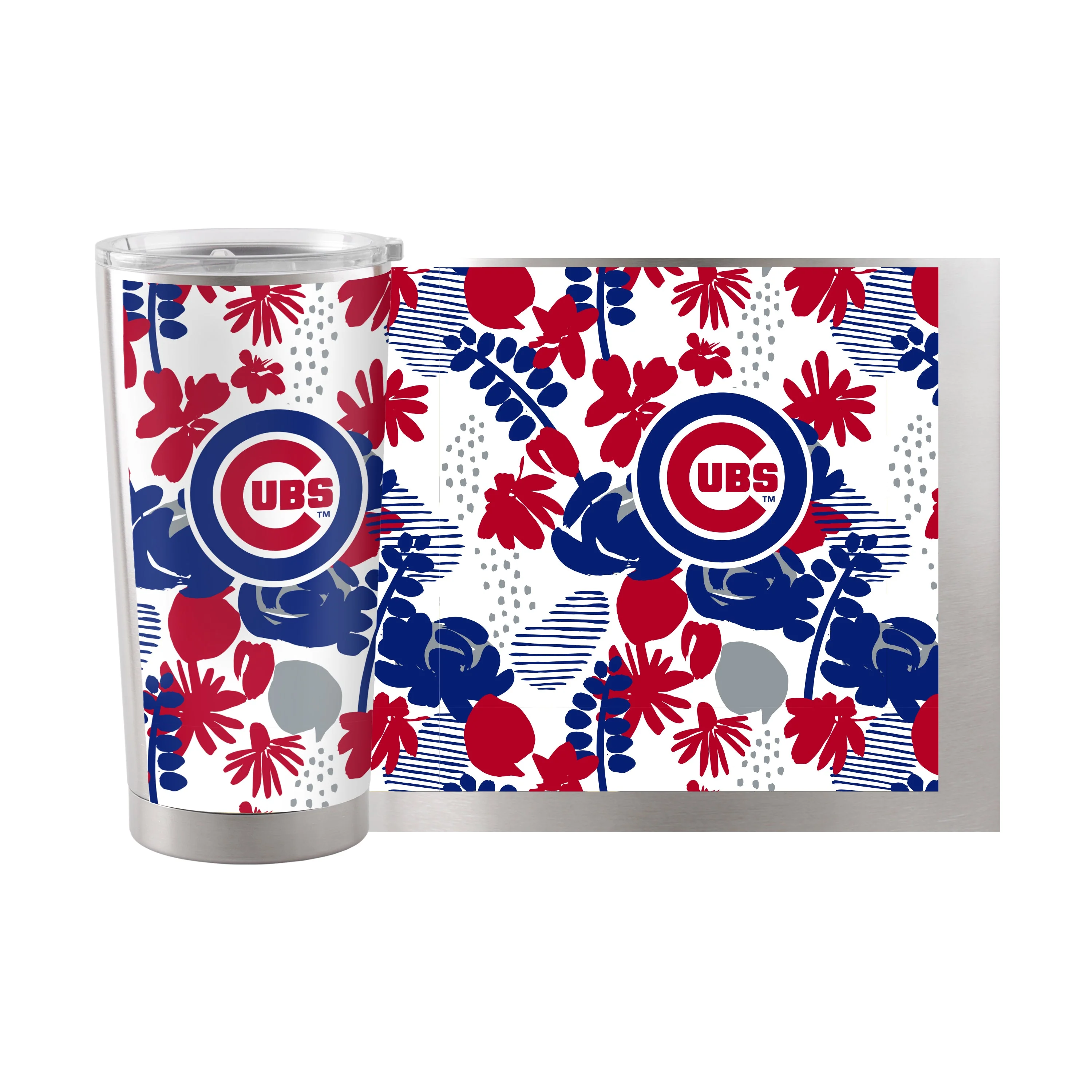 Chicago Cubs 20oz Floral Stainless Steel Tumbler - Image 2