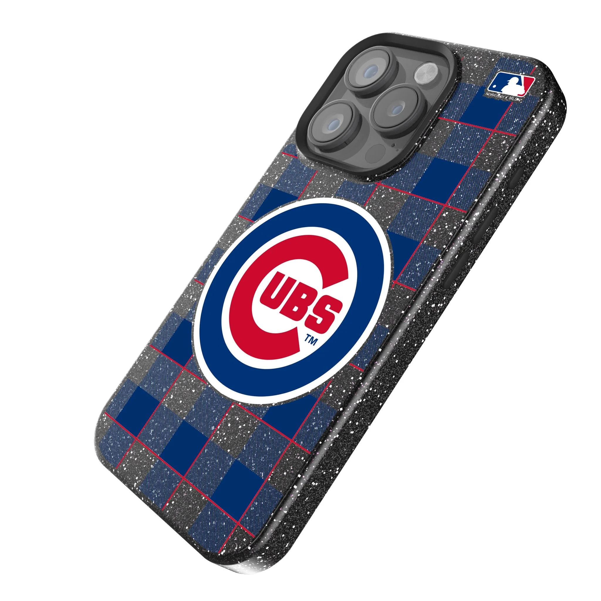 Chicago Cubs Plaid Bling Phone Case - Image 2