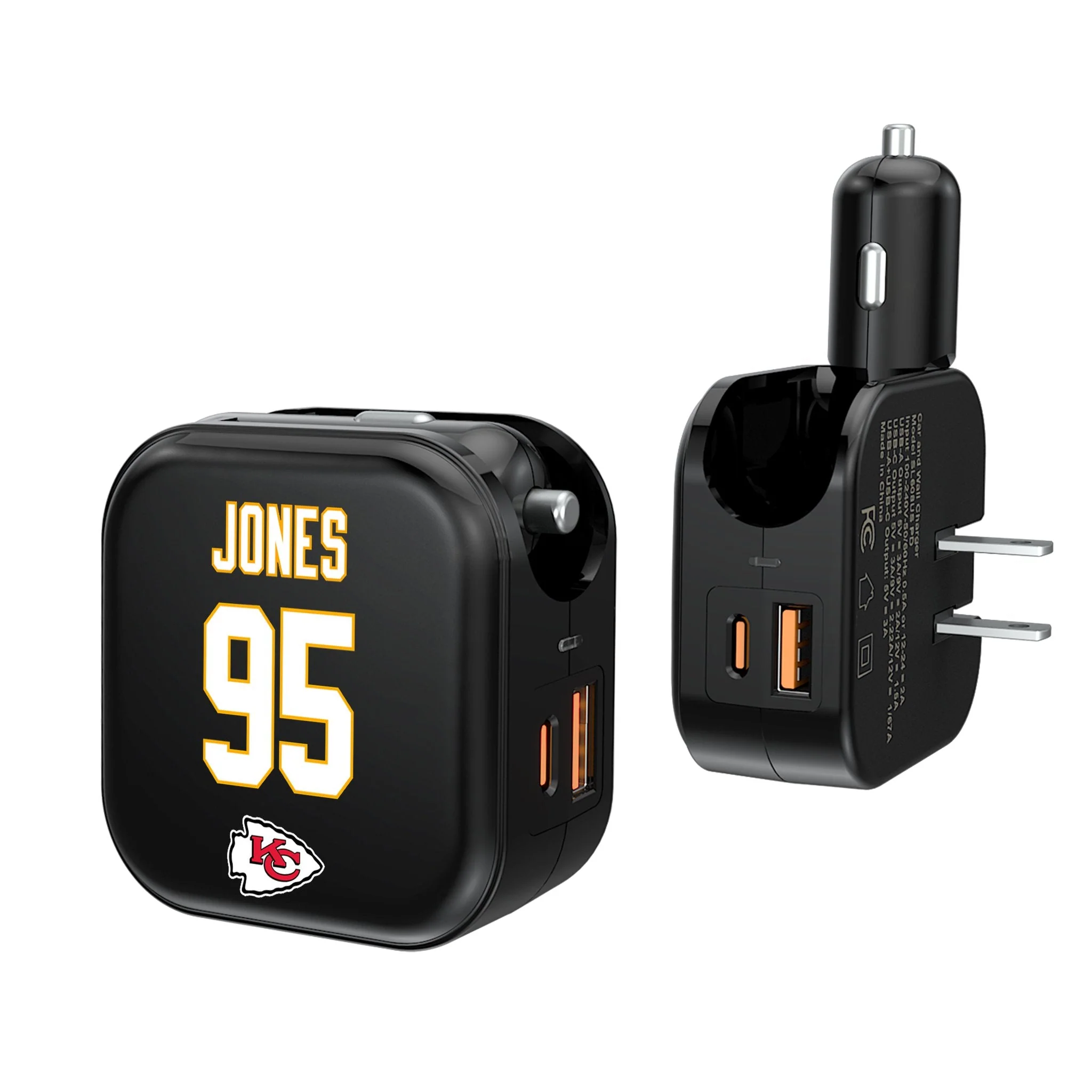 Chris Jones Kansas City Chiefs 95 Ready 2 in 1 USB A/C Charger