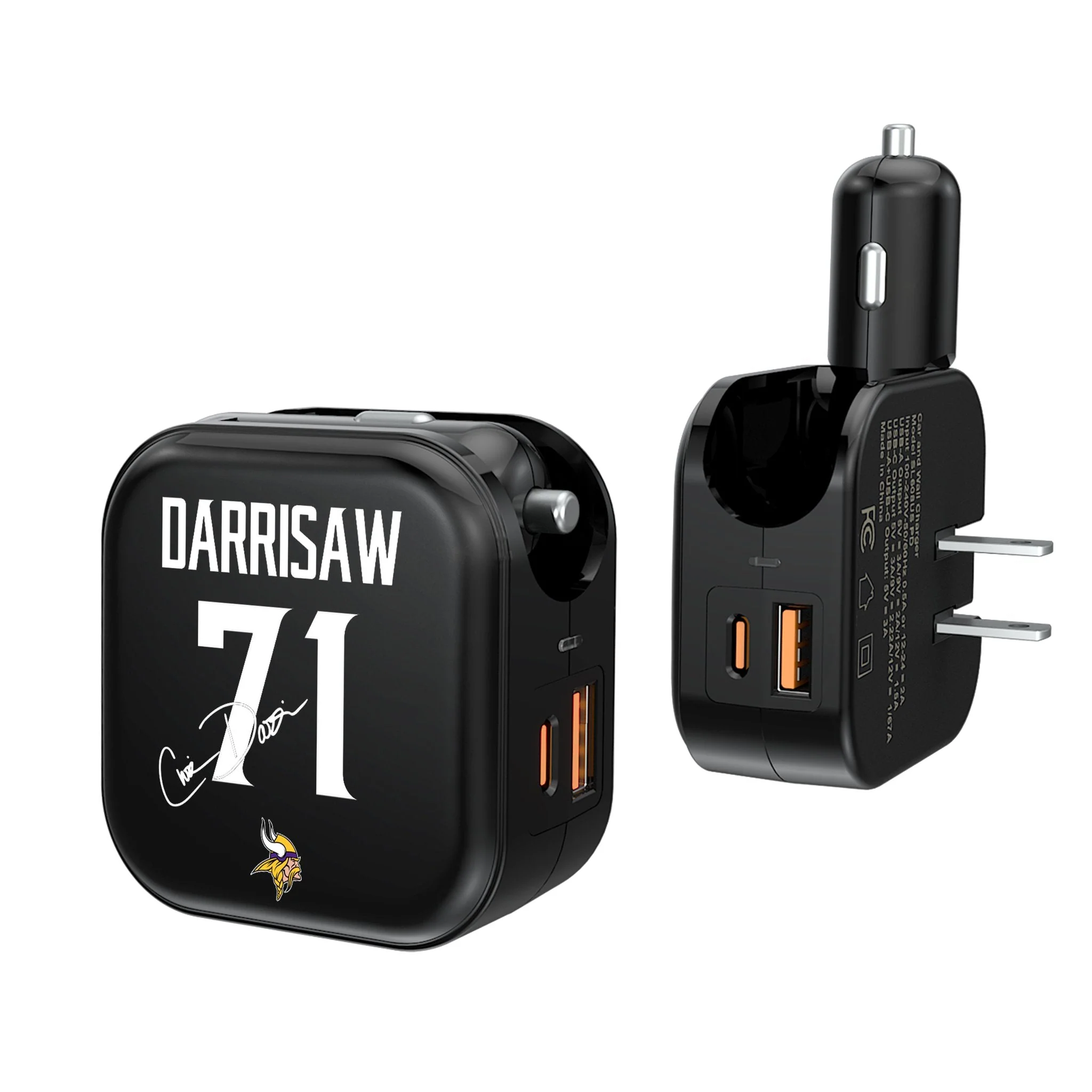 Christian Darrisaw Minnesota Vikings 71 Ready 2 in 1 USB A/C Charger