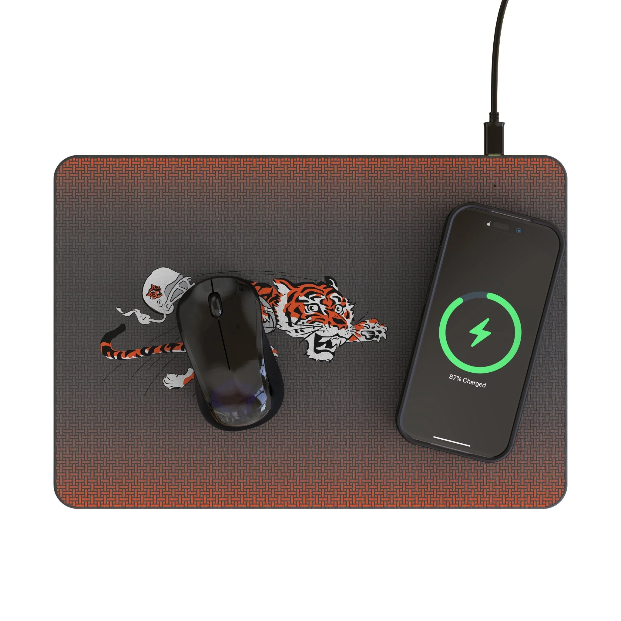 Cincinnati Bengals Historic Collection Linen 15-Watt Wireless Charger and Mouse Pad - Image 2