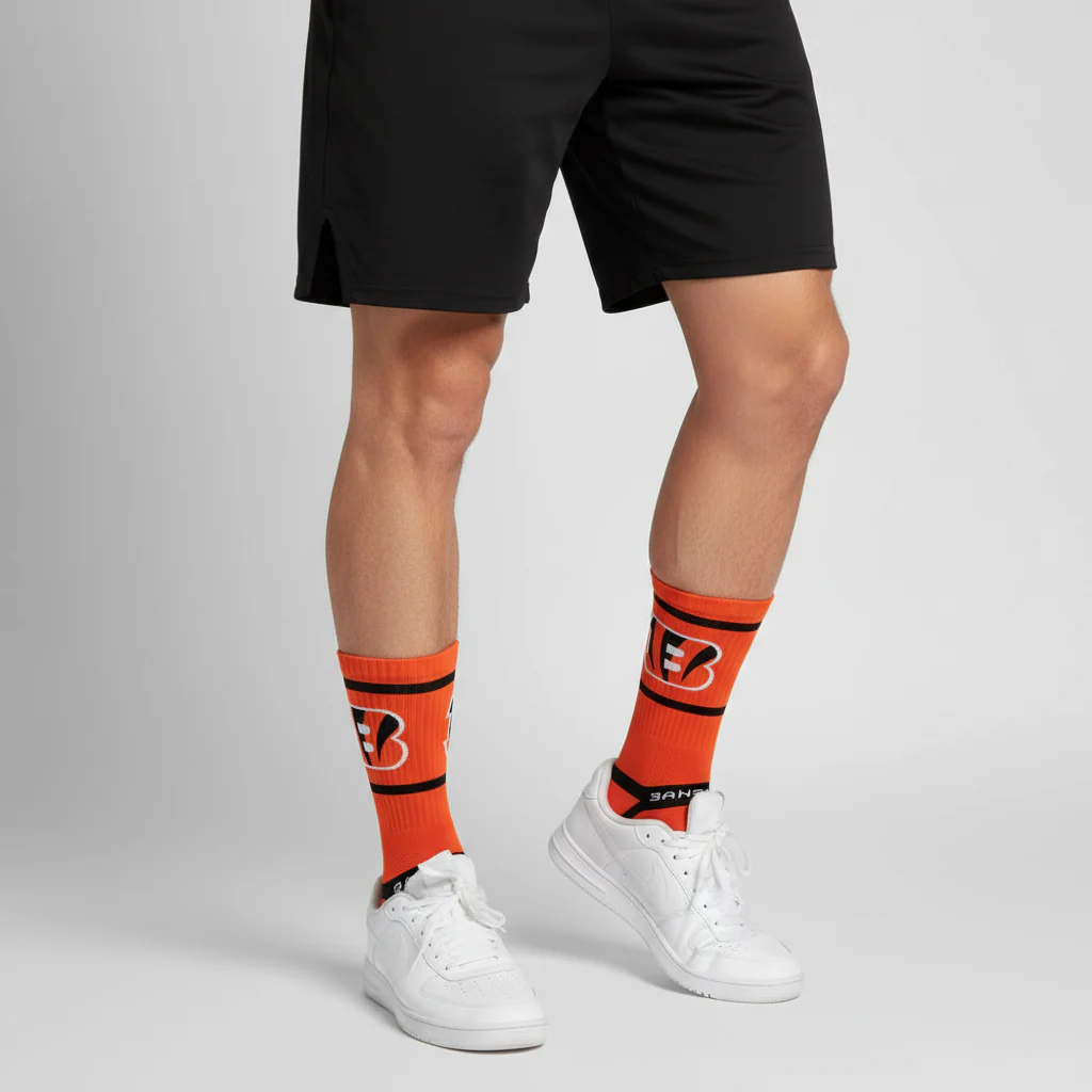Cincinnati Bengals Premium Knit Crew Primary Logo Team Color Socks - Image 2