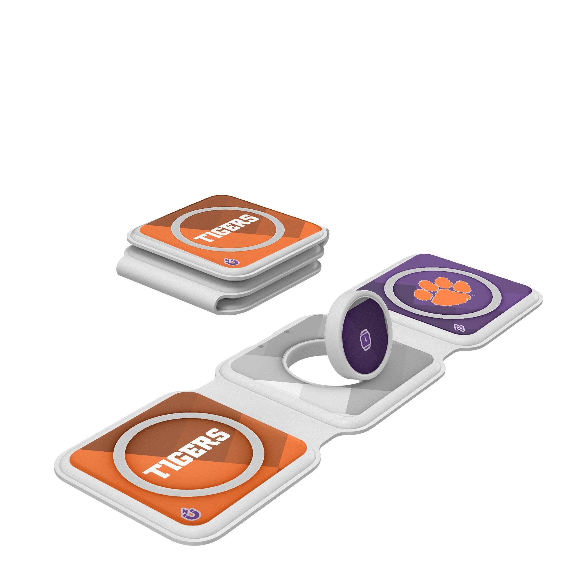 Clemson University Tigers Color Block Foldable 3 in 1 Charger