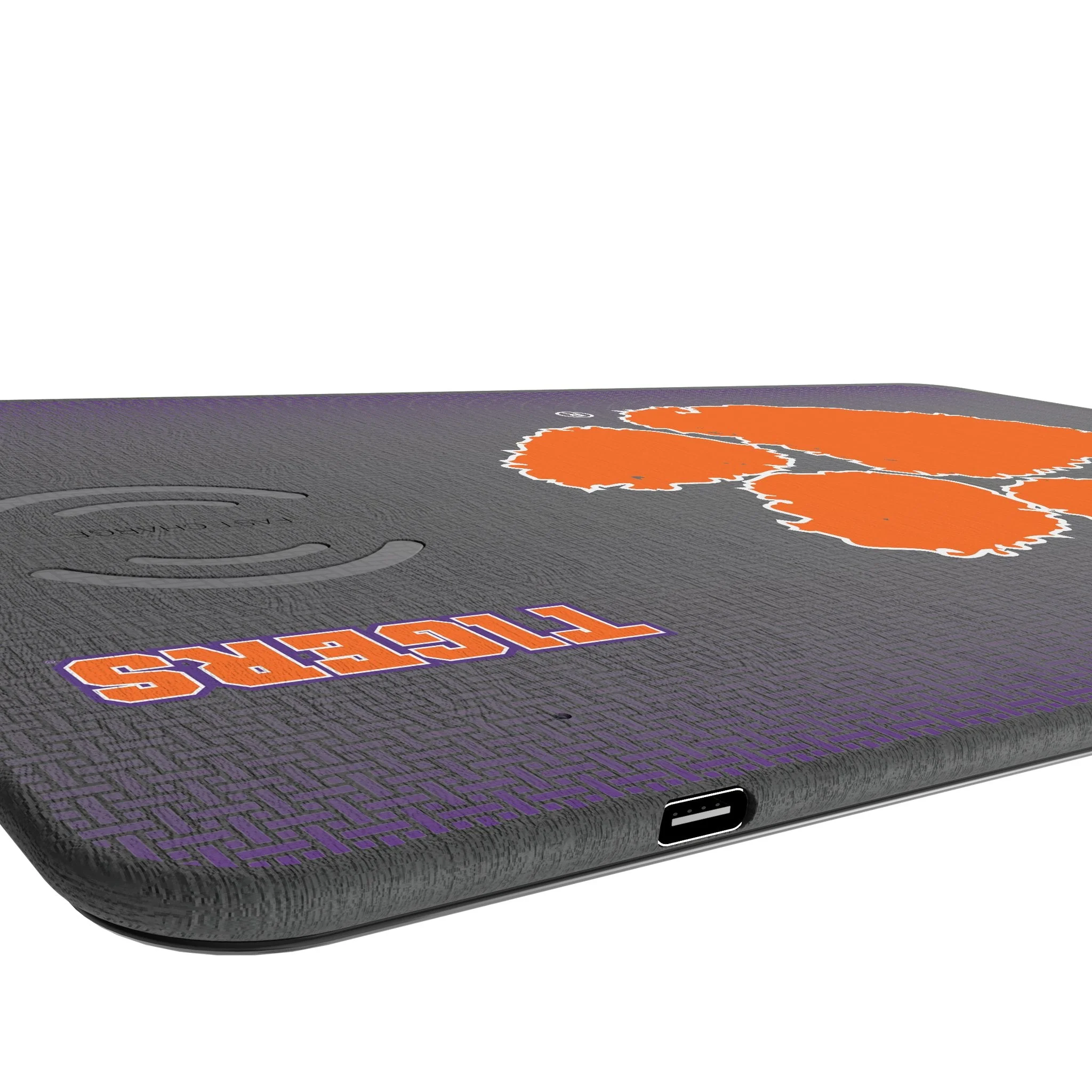 Clemson University Tigers Linen 15-Watt Wireless Charger and Mouse Pad - Image 3