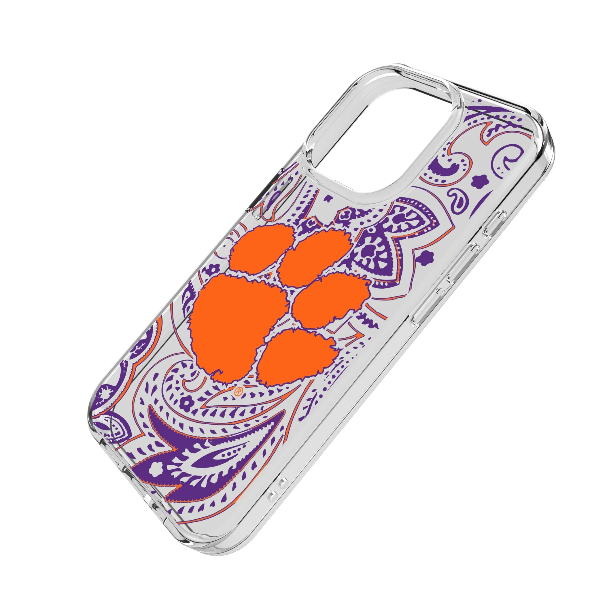 Clemson University Tigers Paisley Clear Phone Case for Apple iPhone - Image 2