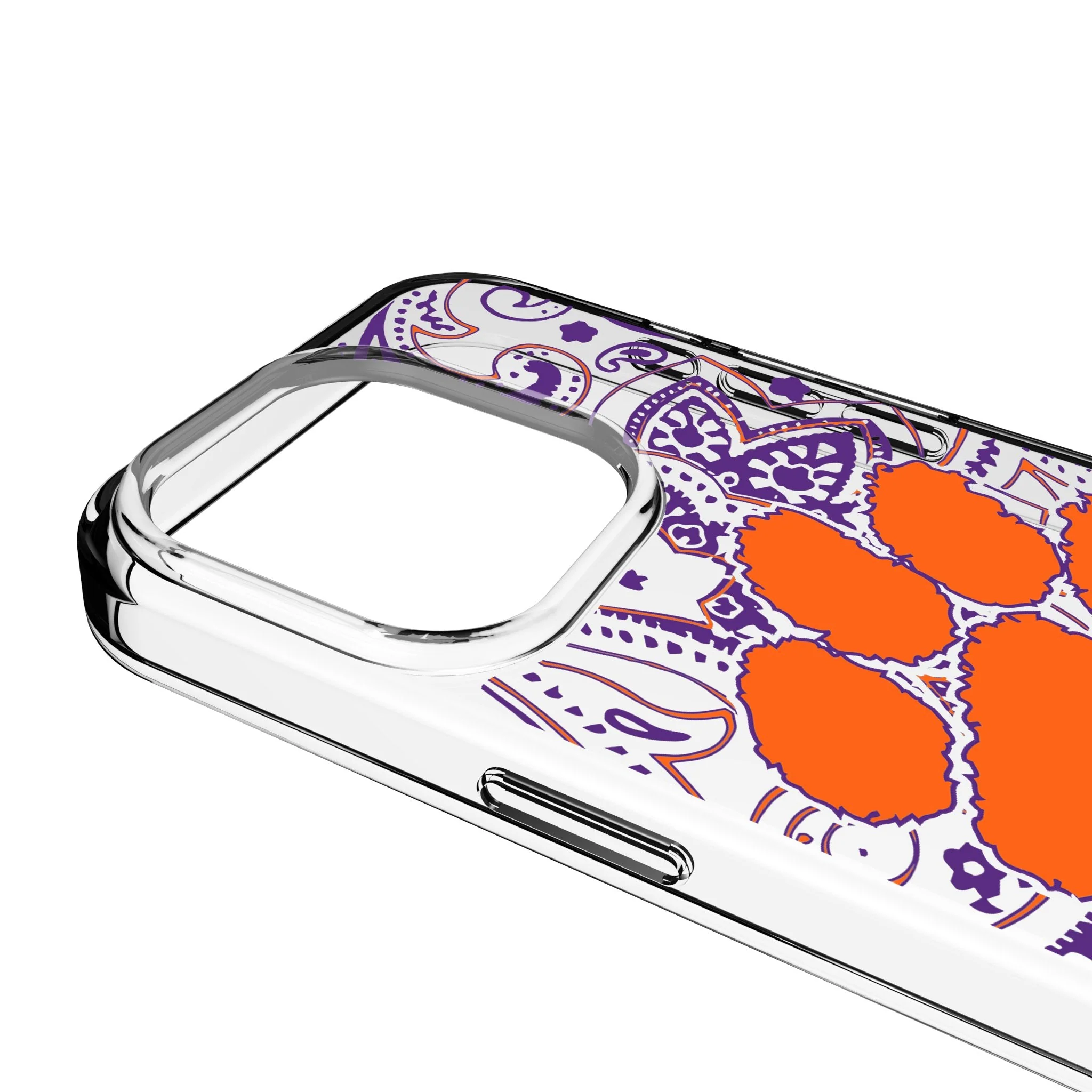 Clemson University Tigers Paisley Clear Phone Case for Apple iPhone - Image 3