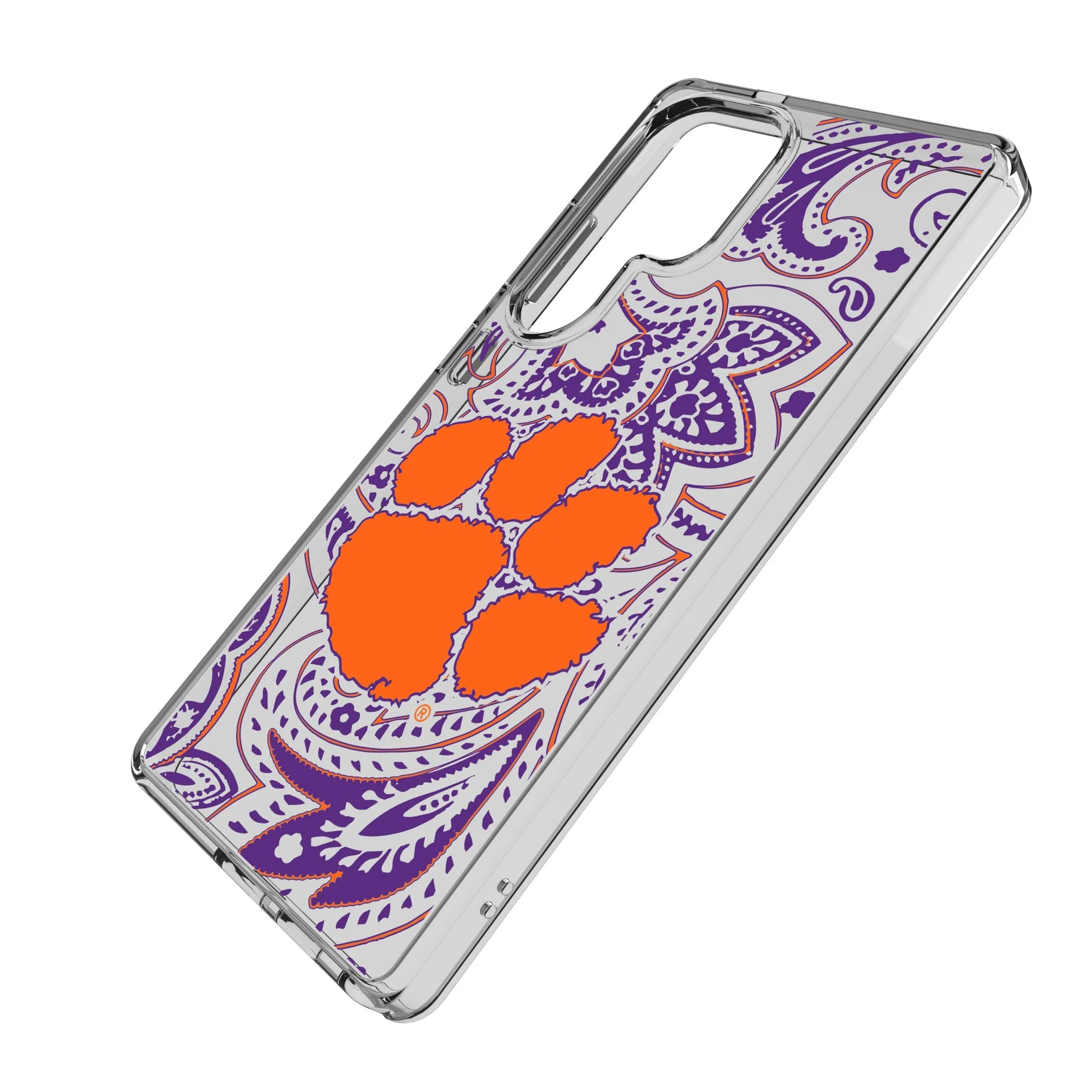 Clemson University Tigers Paisley Clear Phone Case for Samsung Galaxy - Image 2