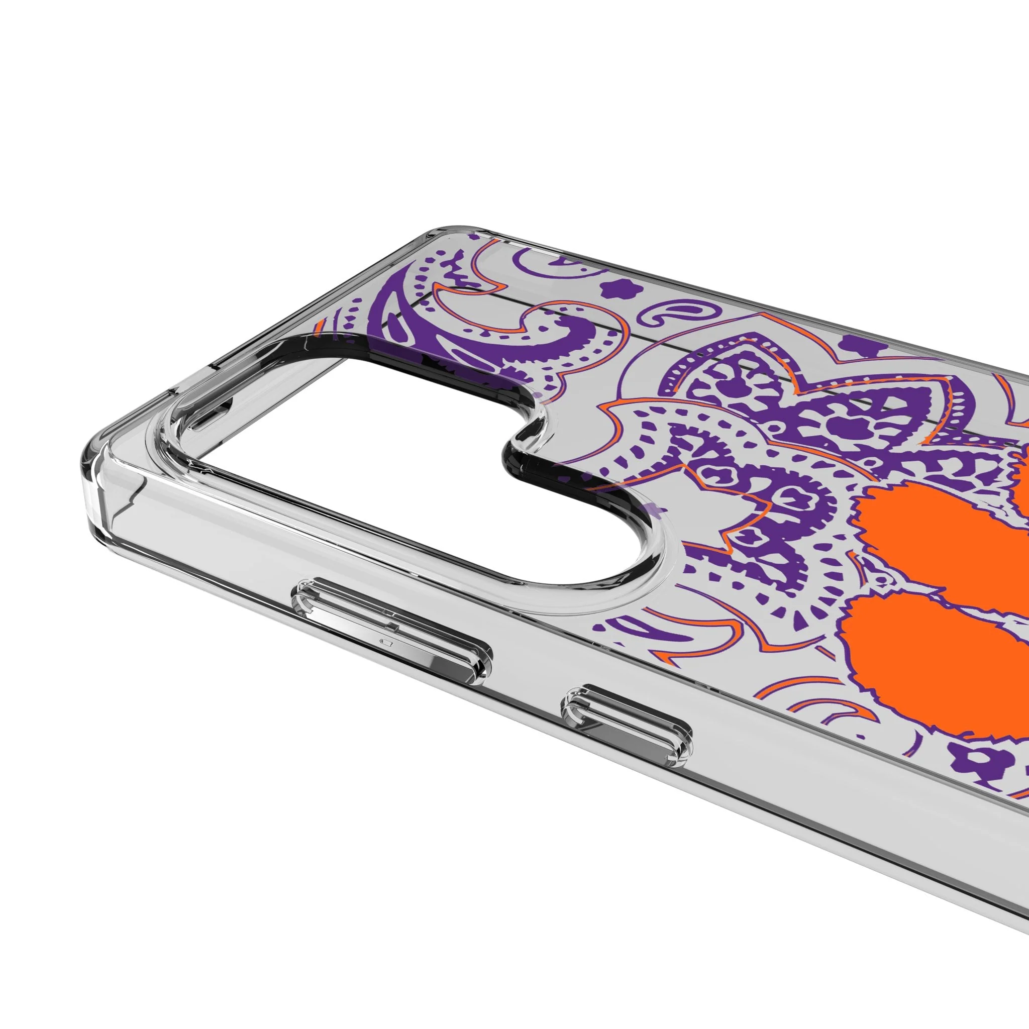 Clemson University Tigers Paisley Clear Phone Case for Samsung Galaxy - Image 3