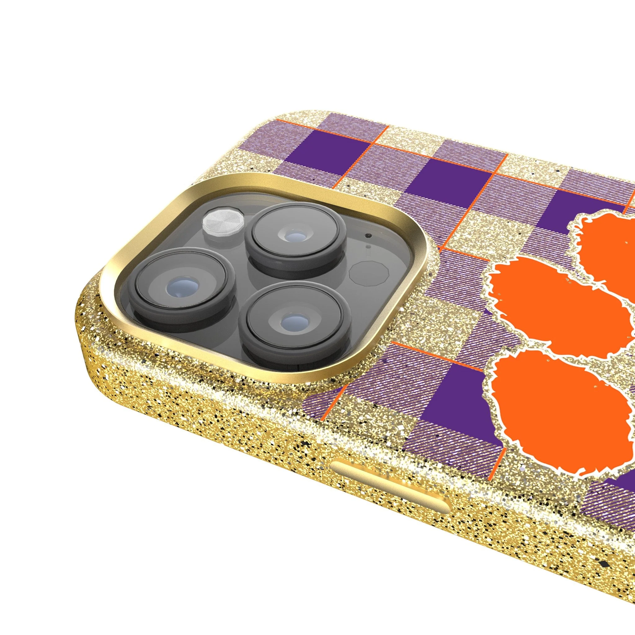 Clemson University Tigers Plaid Bling Phone Case - Image 4