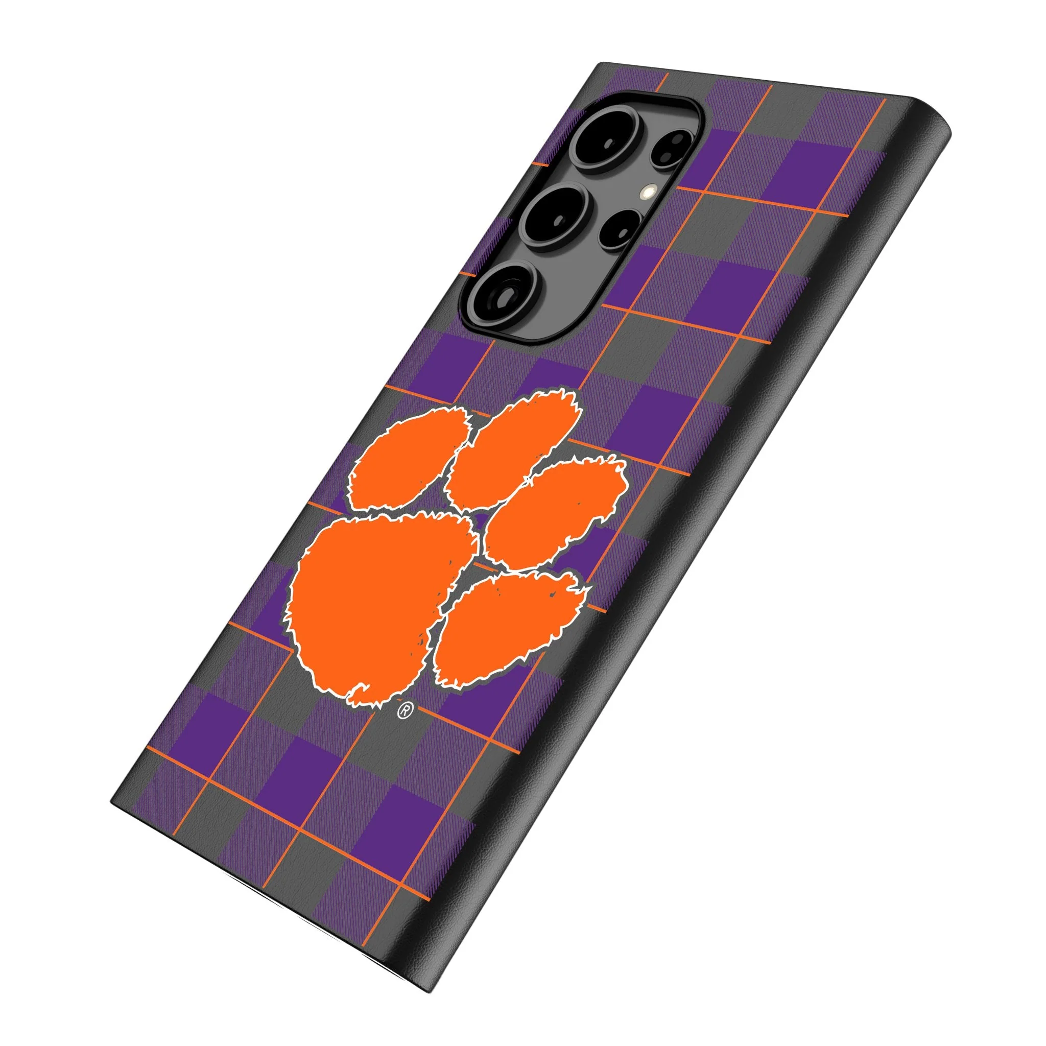 Clemson University Tigers Plaid MagSafe Compatible Phone Case for Samsung Galaxy - Image 2