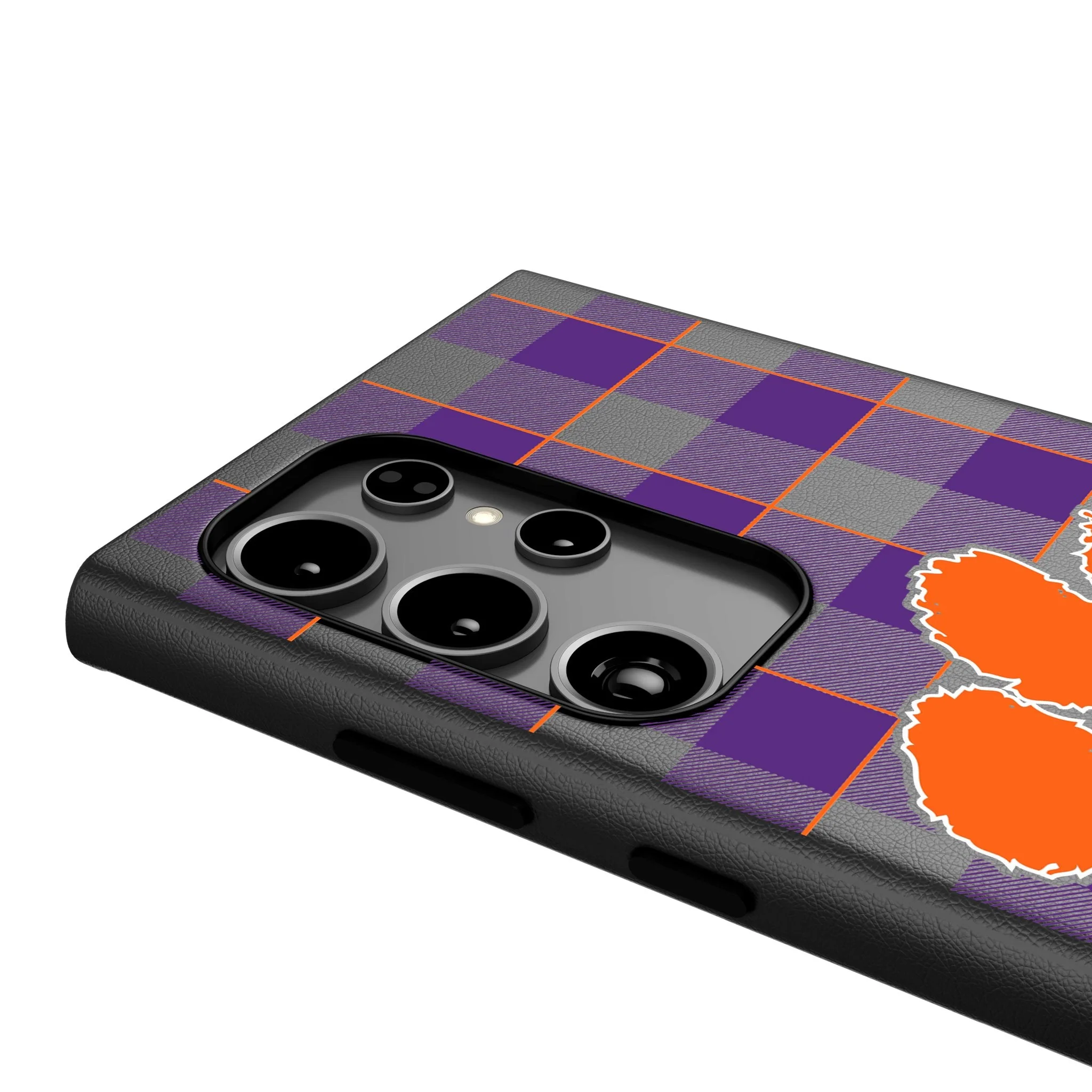 Clemson University Tigers Plaid MagSafe Compatible Phone Case for Samsung Galaxy - Image 4