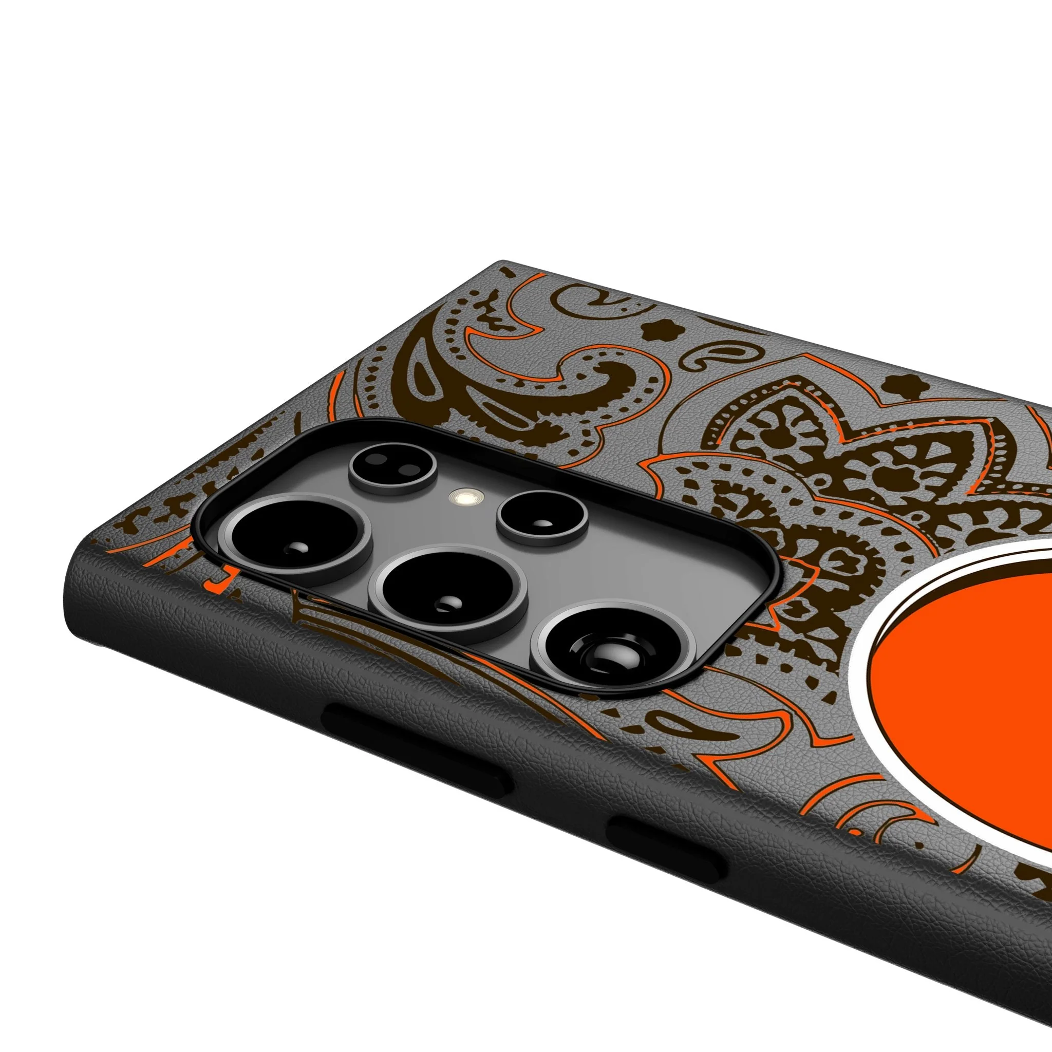 Cleveland Browns Paisley MagSafe Compatible Phone Case for Samsung Galaxy - Image 4