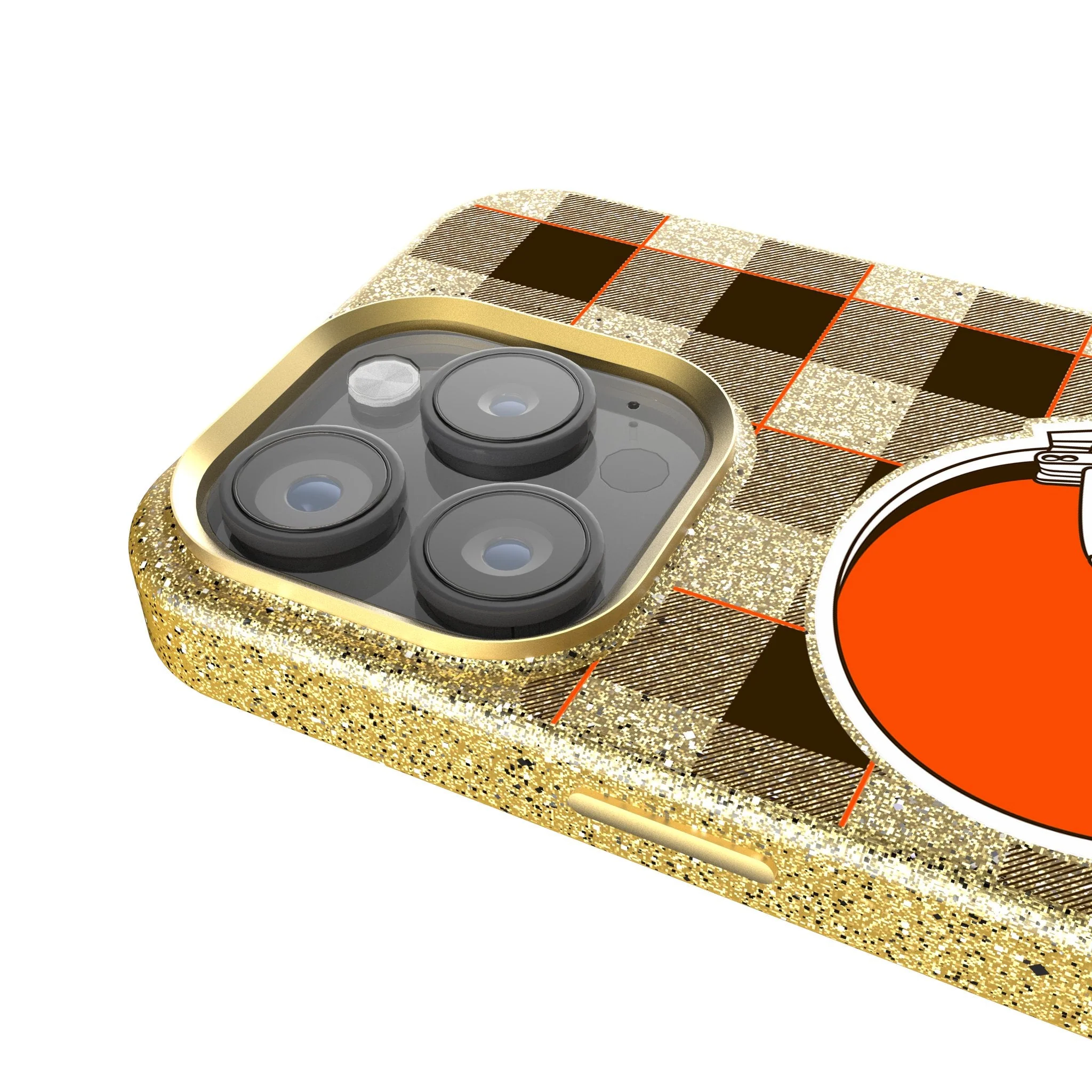 Cleveland Browns Plaid Bling Phone Case - Image 4