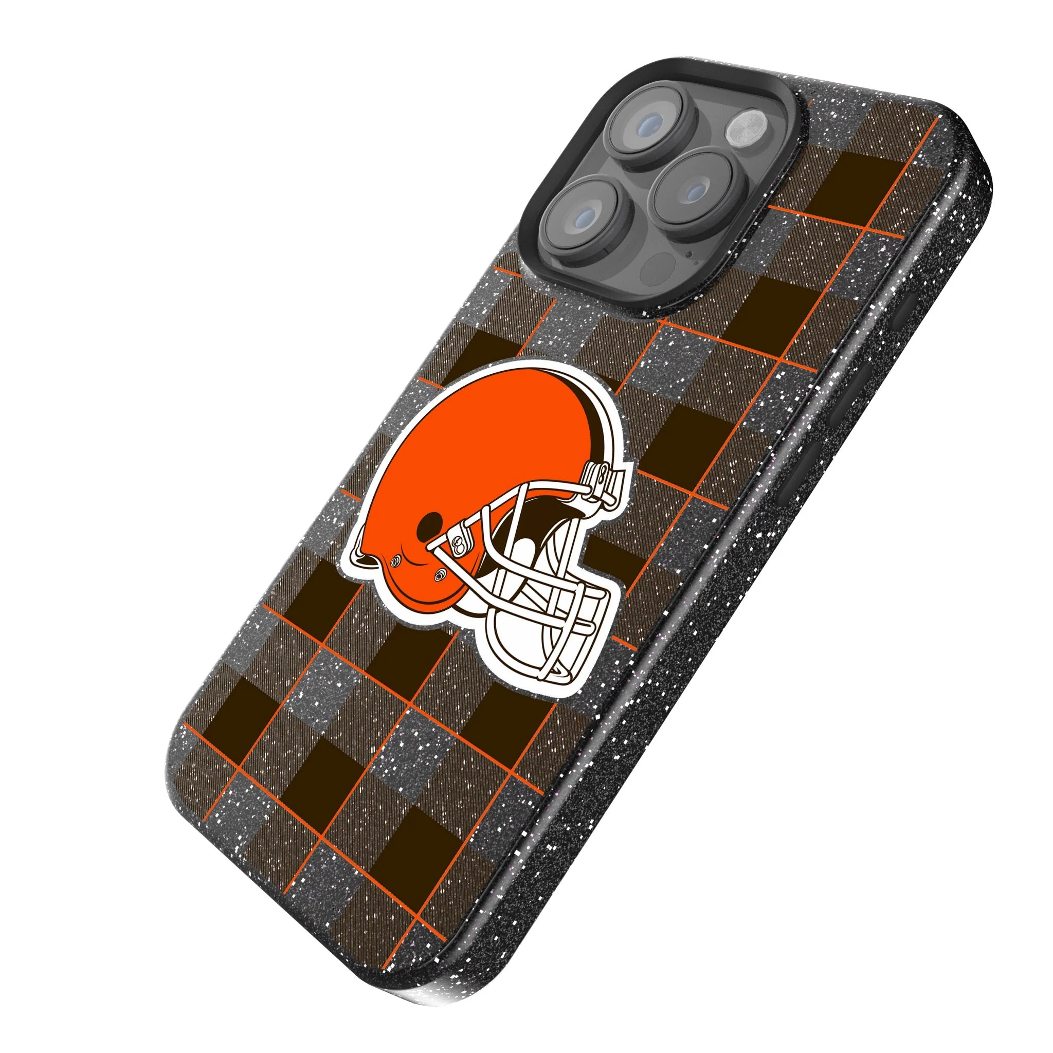 Cleveland Browns Plaid Bling Phone Case - Image 2